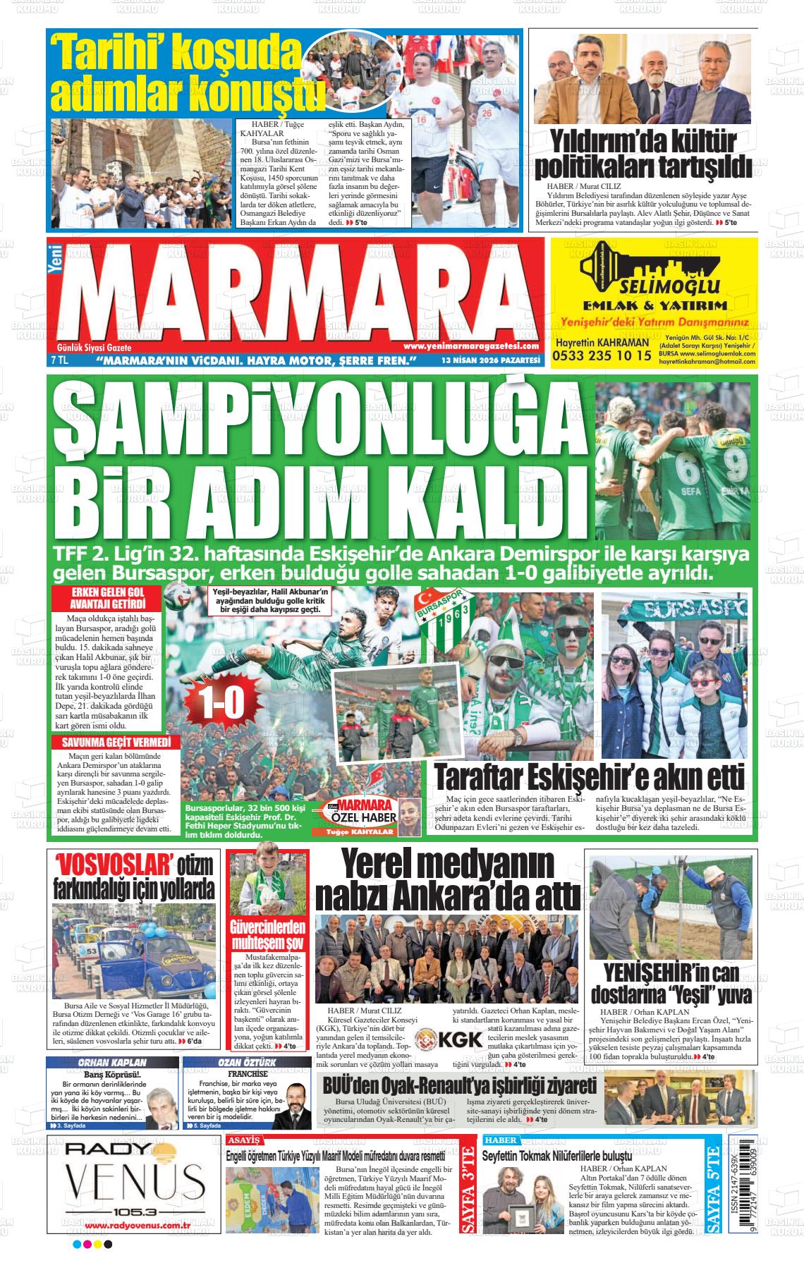 Bursa Yenimarmara 13.04.2026