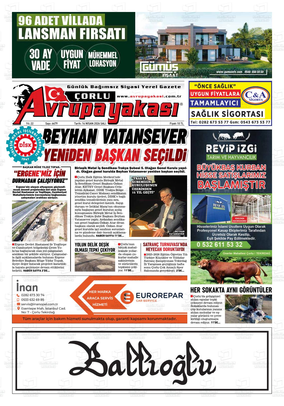 Tekirdag Avrupayakasi 14.04.2026