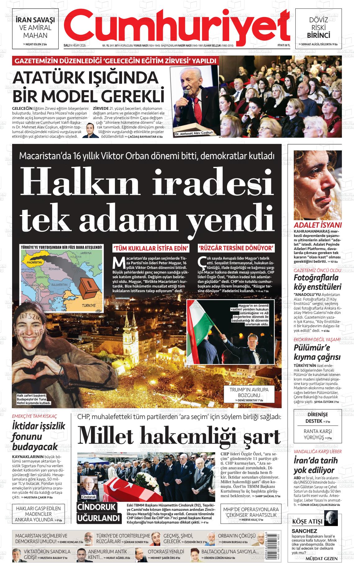 Cumhuriyet Gazetesi 14.04.2026