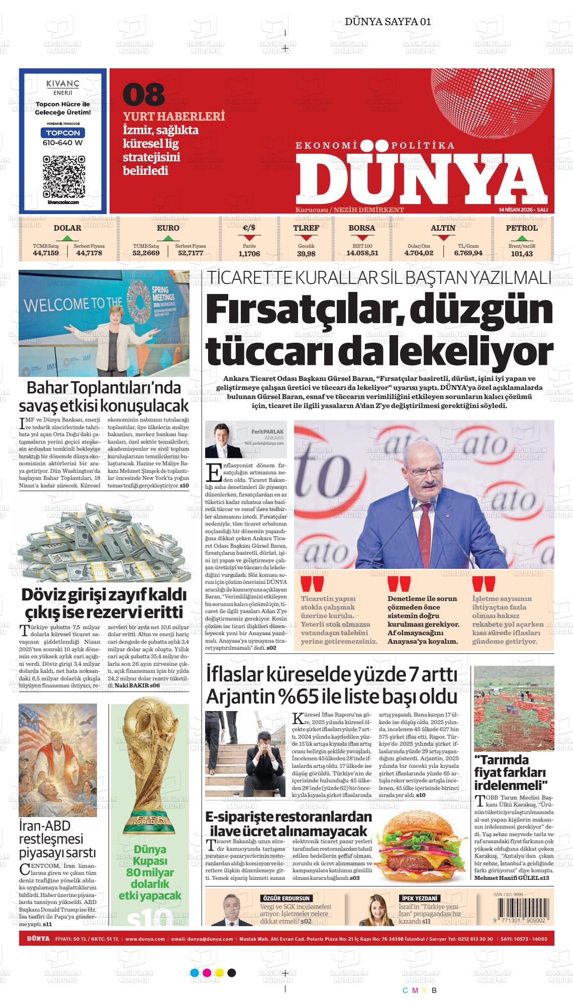 Dünya Gazetesi 14.04.2026
