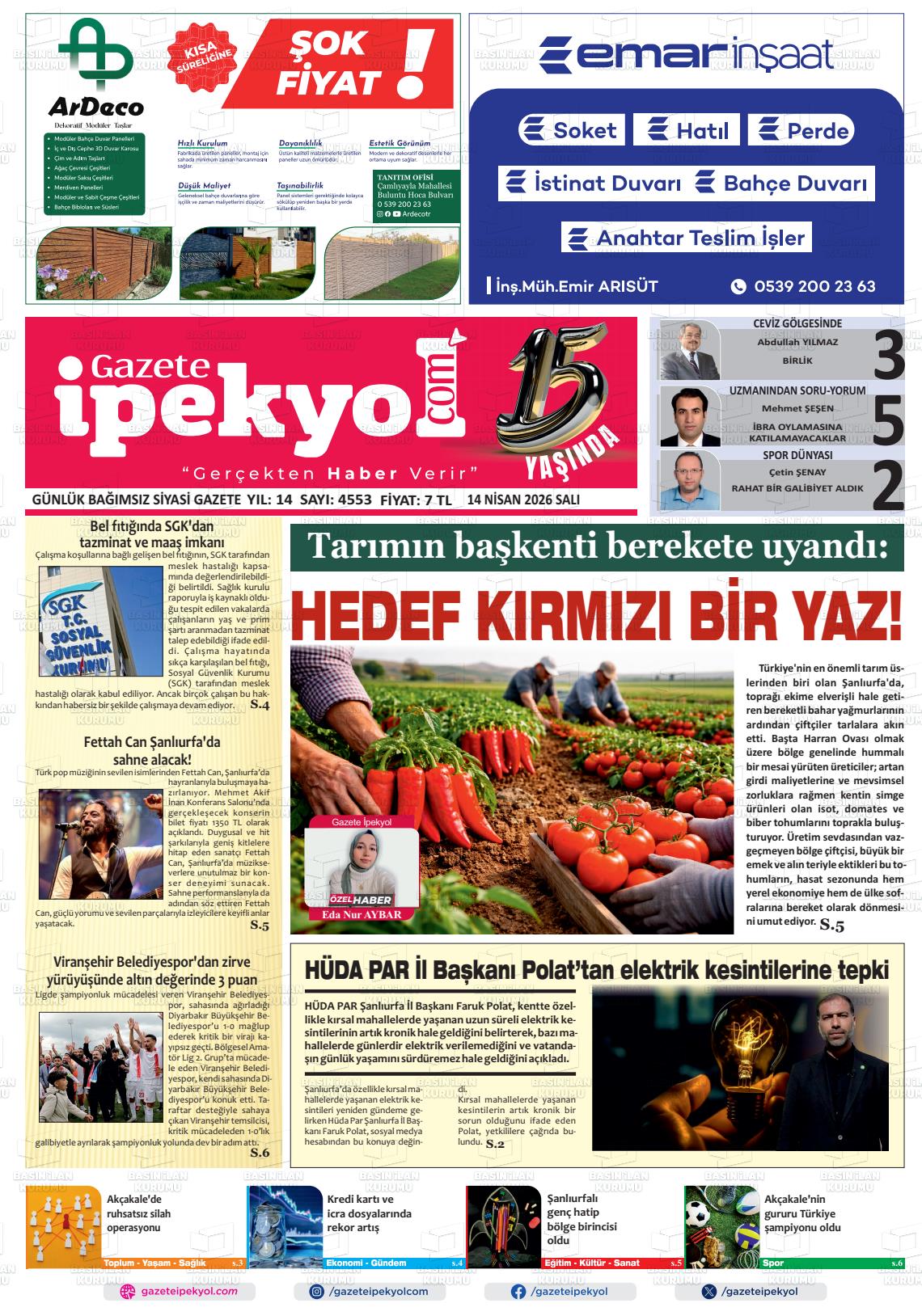 Sanliurfa Gazeteipekyol 14.04.2026