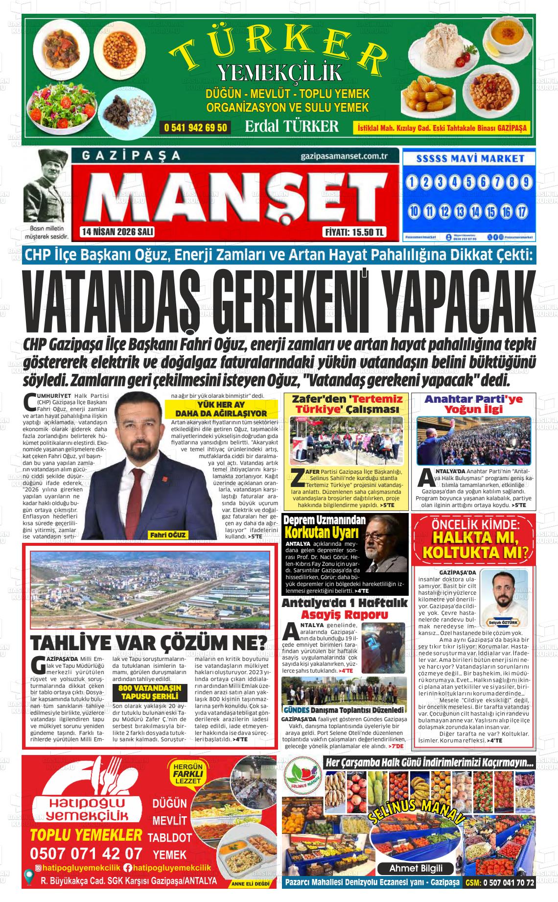 Antalya Gazipasamanset 14.04.2026