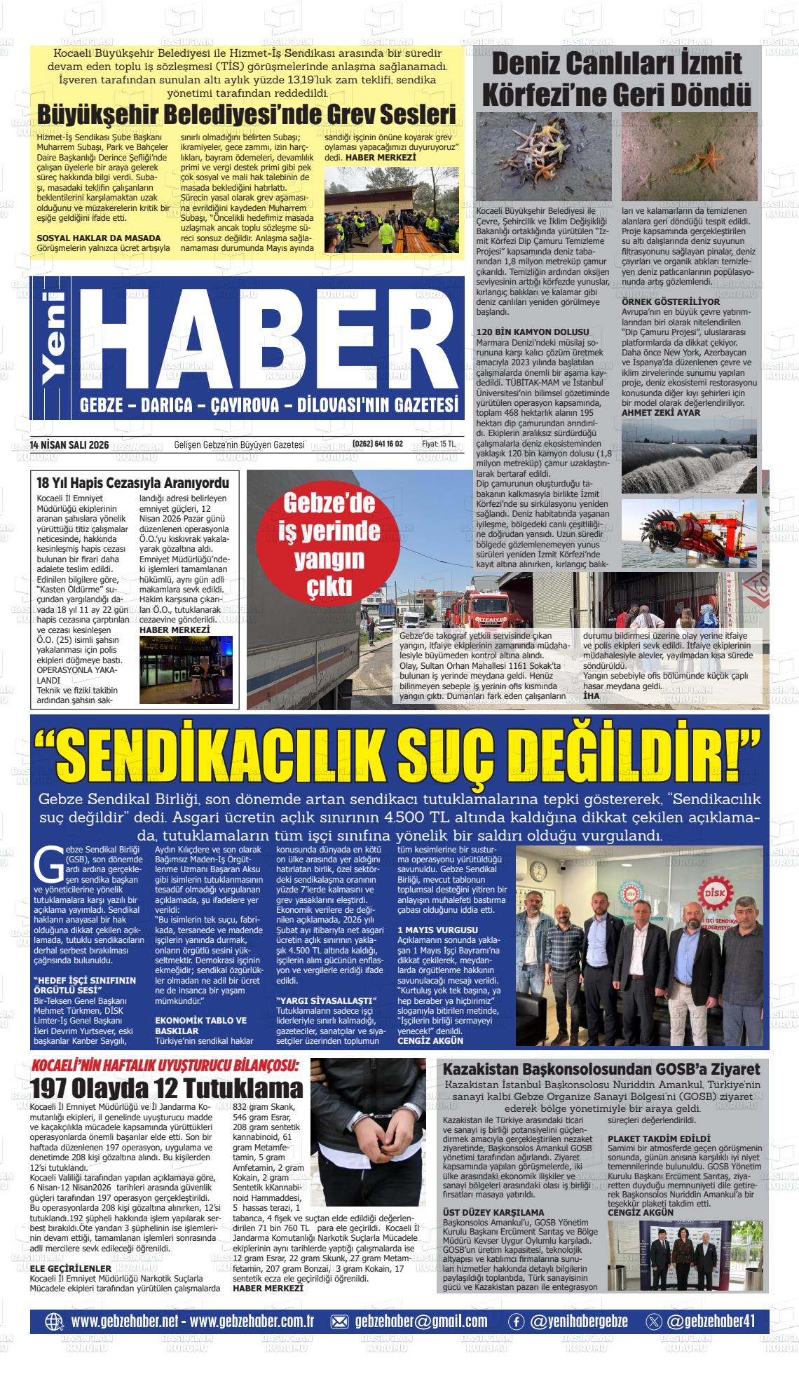 Kocaeli Gebzehaber 14.04.2026
