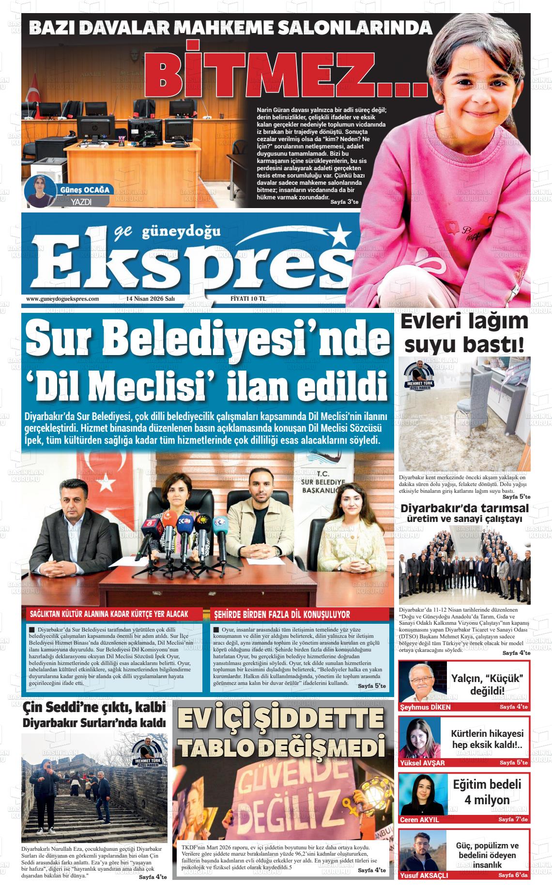 Diyarbakir Geguneydoguekspres 14.04.2026