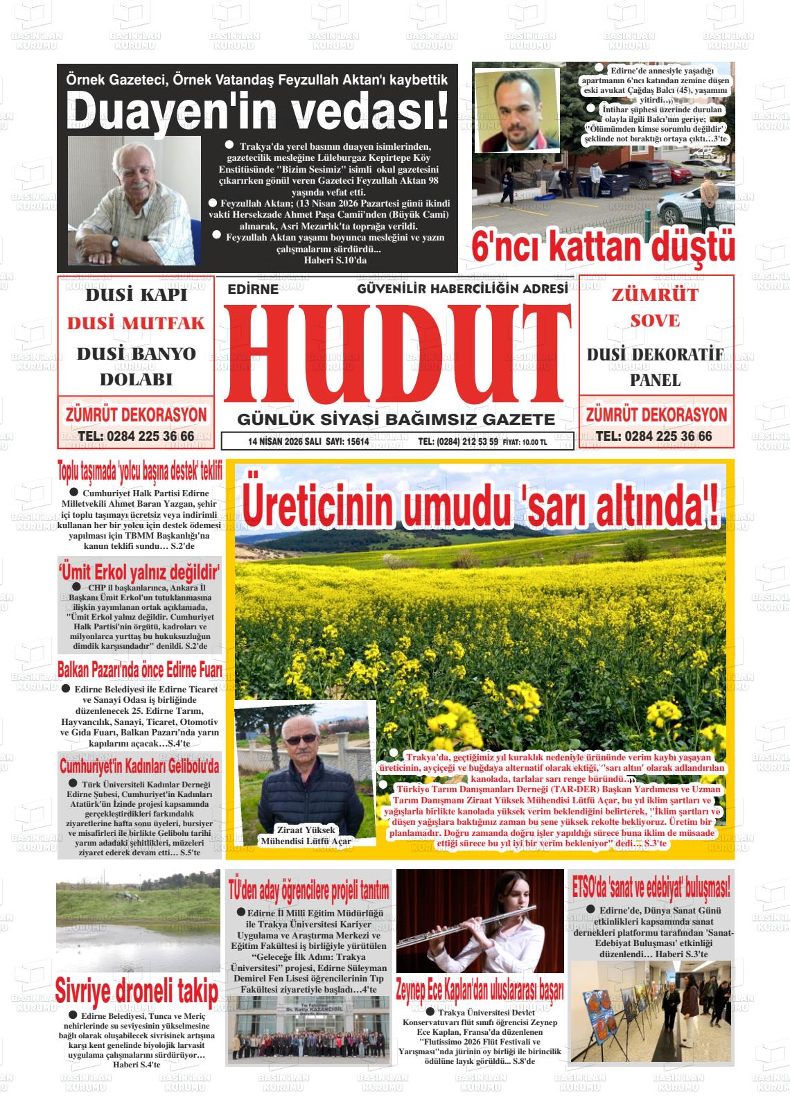 Edirne Hudut 14.04.2026