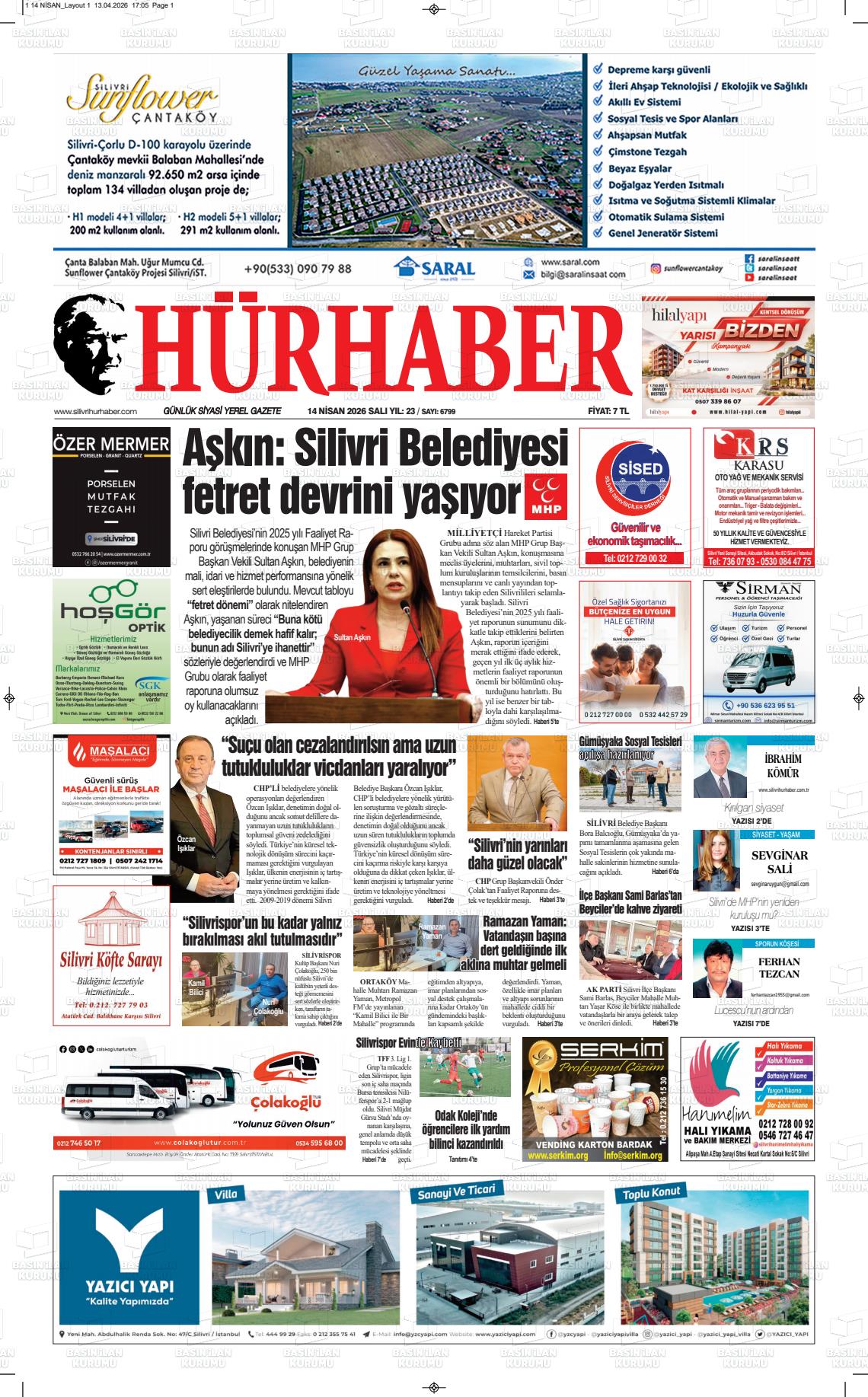 Hür Haber Gazetesi 14.04.2026