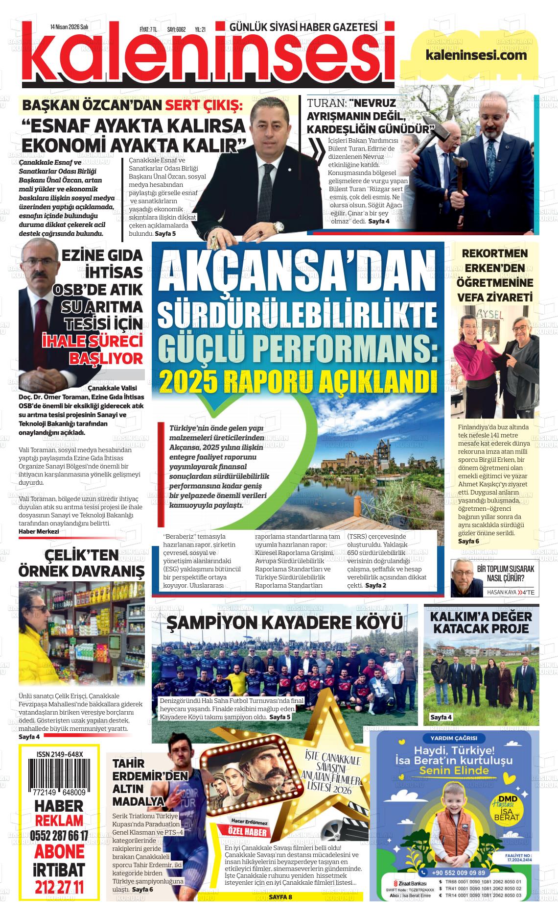 Canakkale Kaleninsesi 14.04.2026