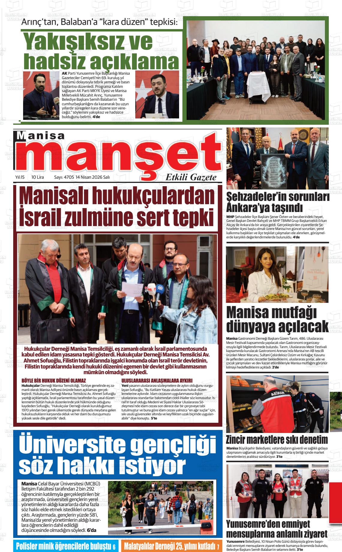 Manisa Manset 14.04.2026