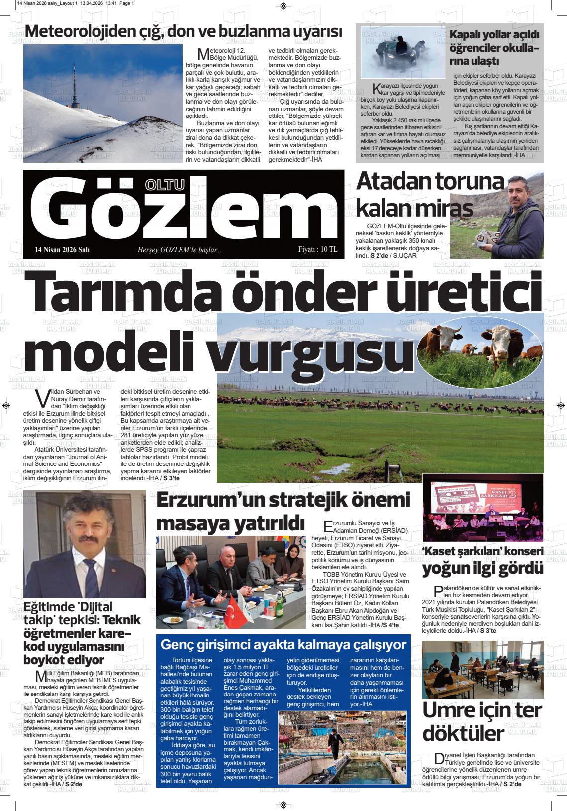 Erzurum Oltugozlem 14.04.2026