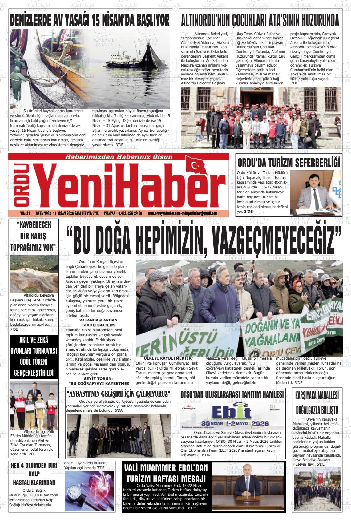 Ordu Yenihaber 14.04.2026