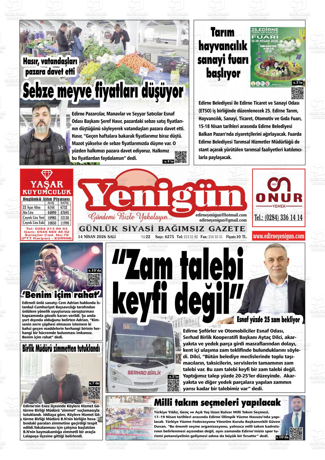Izmir Yenigun 14.04.2026