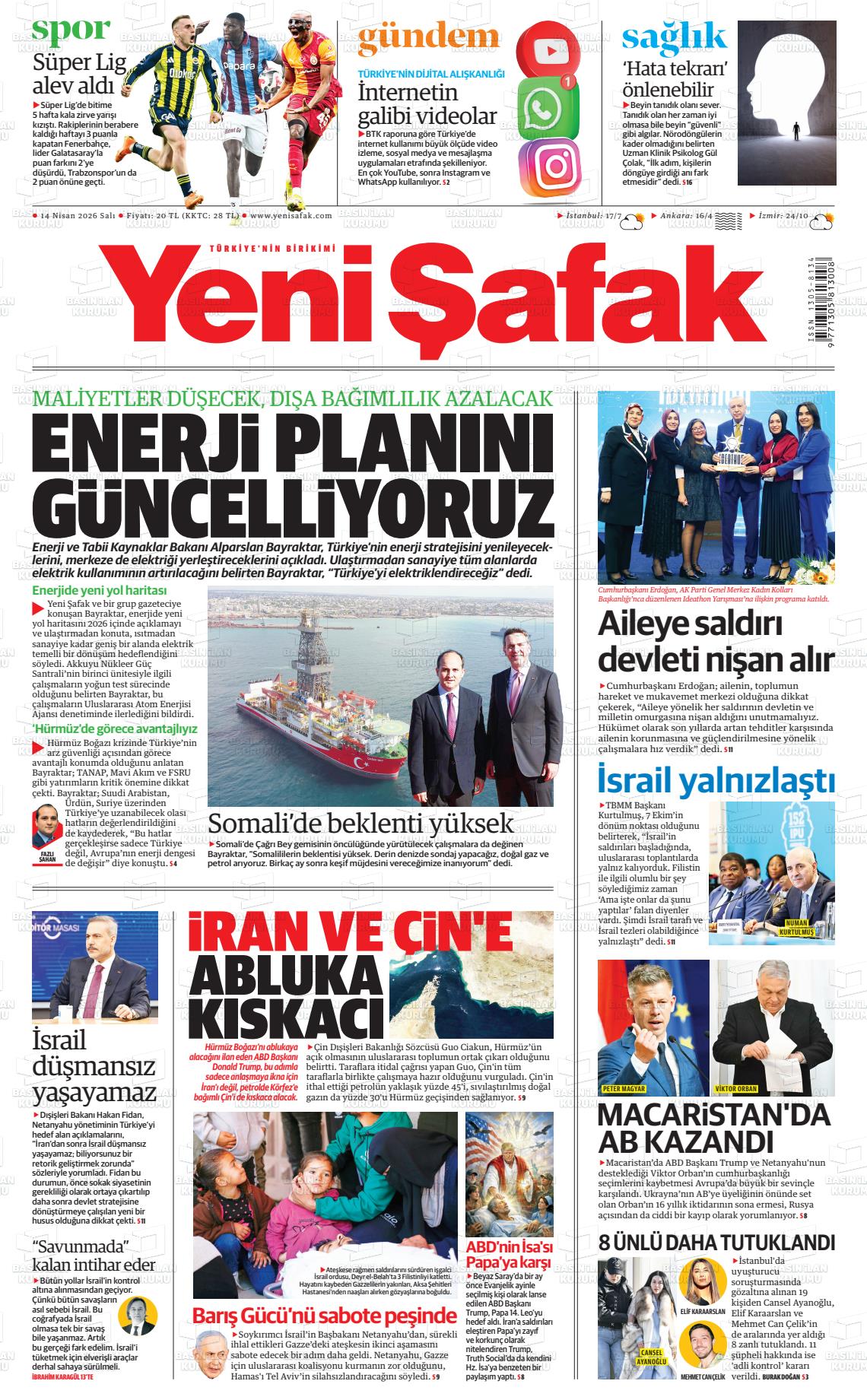 Yeni Şafak Gazetesi 14.04.2026