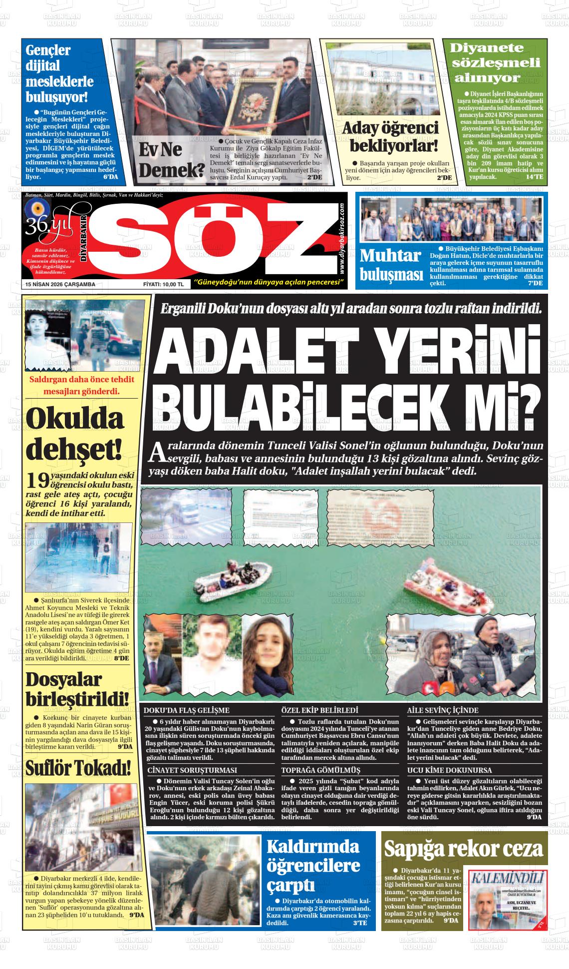 Diyarbakir Soz 15.04.2026