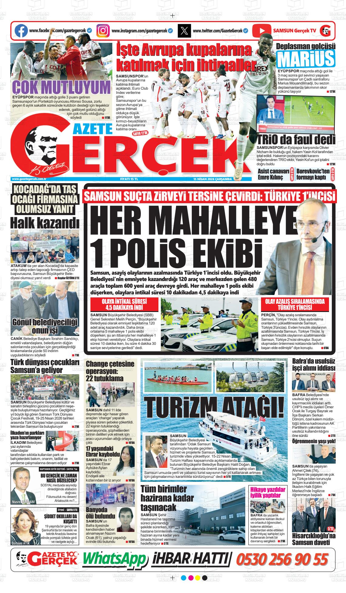 Samsun Gazetegercek 15.04.2026
