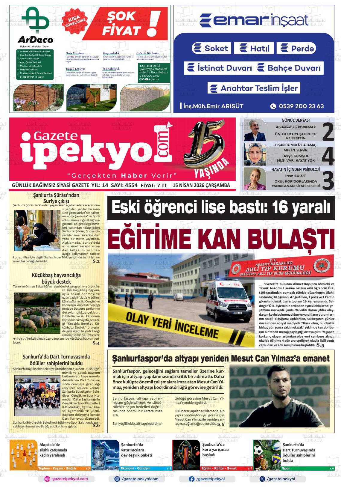 Sanliurfa Gazeteipekyol 15.04.2026