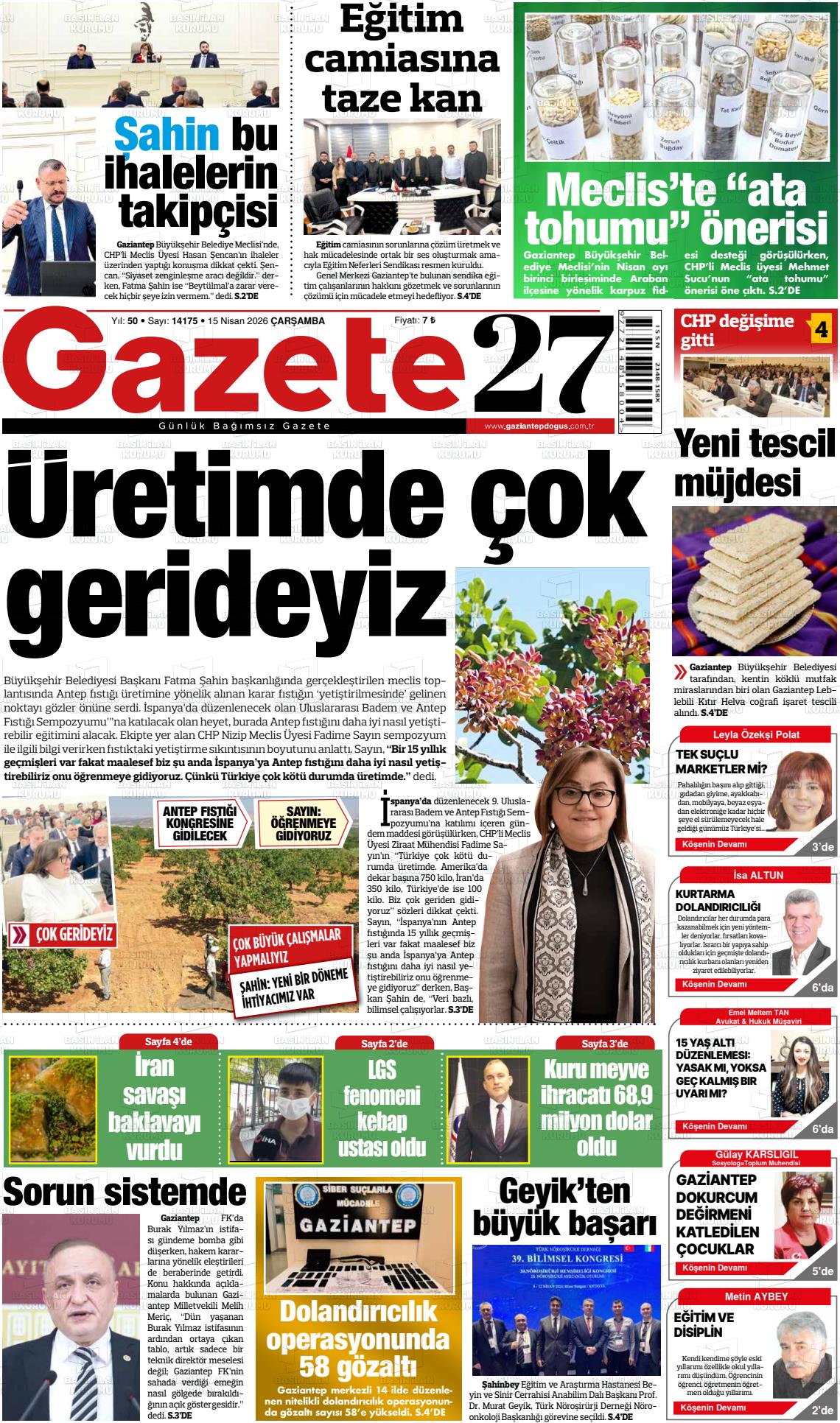 Gaziantep Dogus 15.04.2026