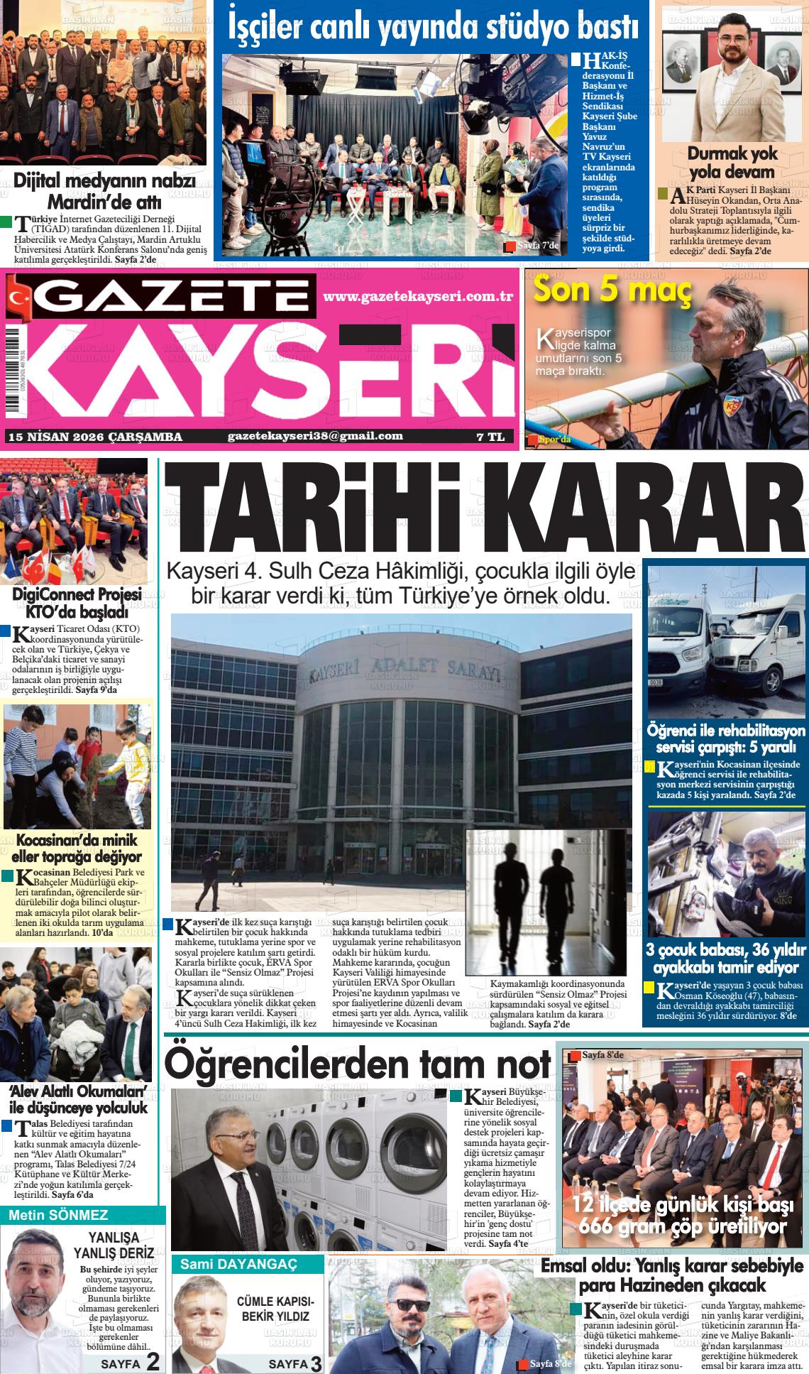 Kayseri Haber 38 15.04.2026
