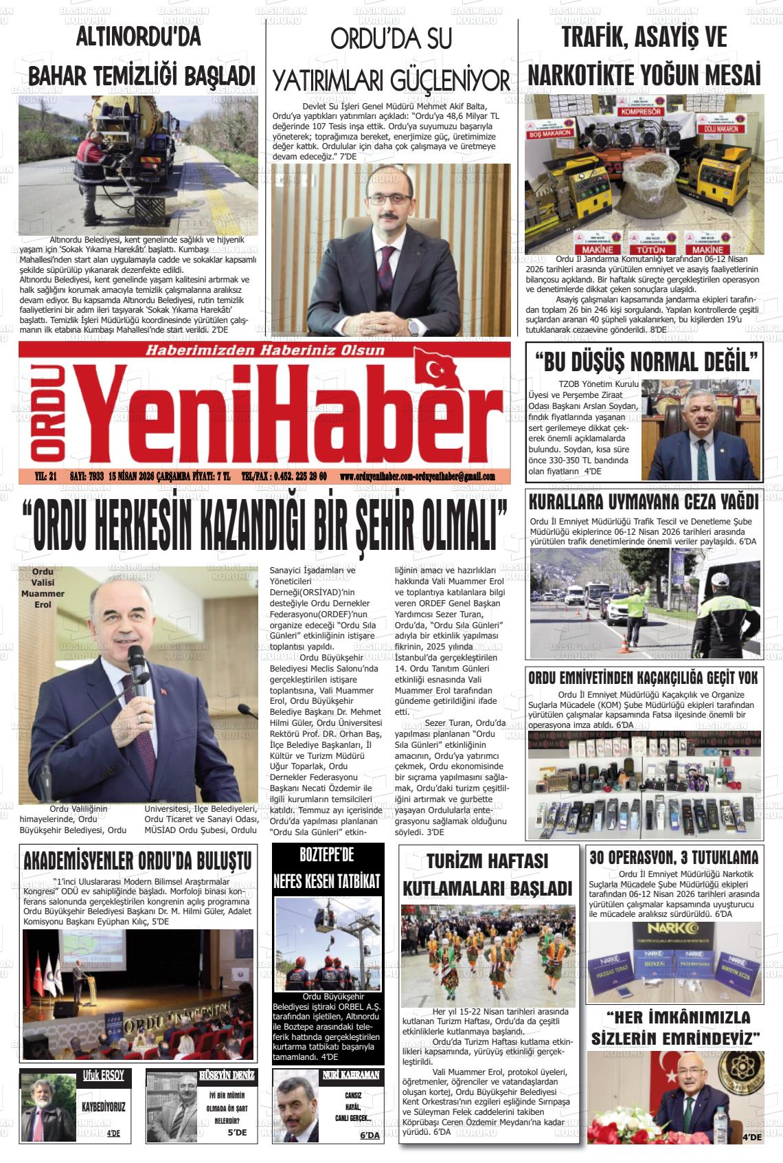 Ordu Yenihaber 15.04.2026