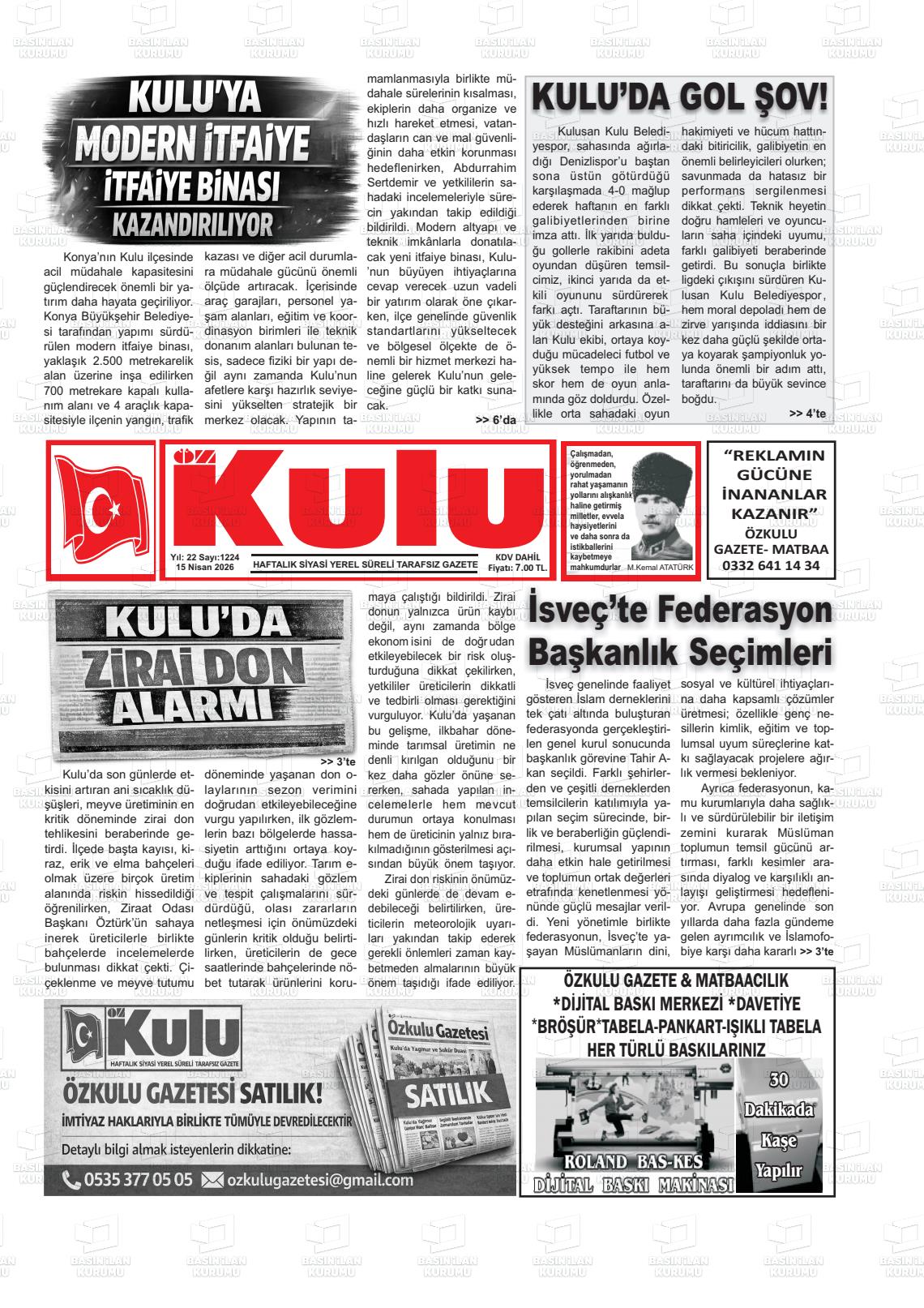 Konya Ozkulu 15.04.2026