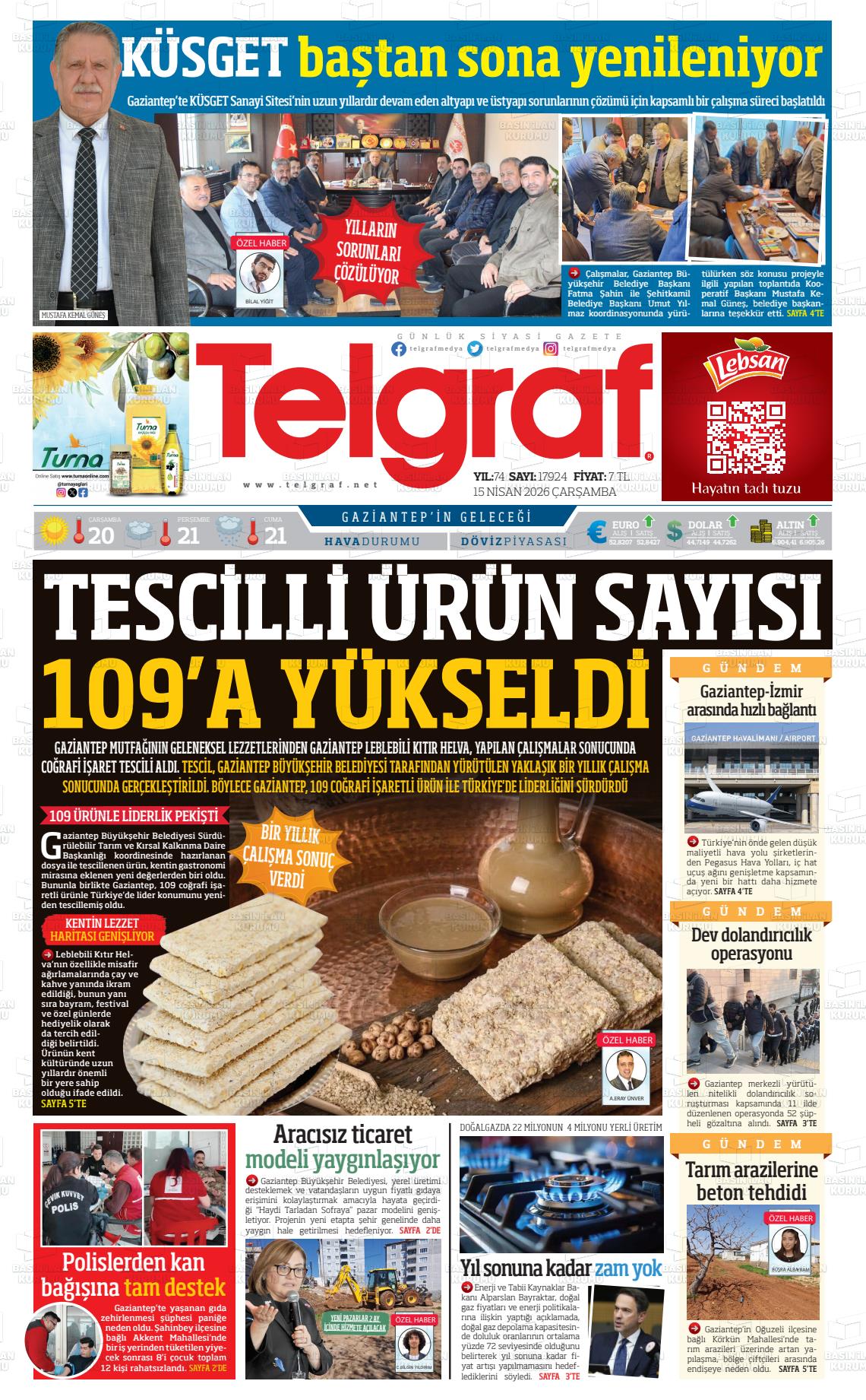 Gaziantep Telgraf 15.04.2026
