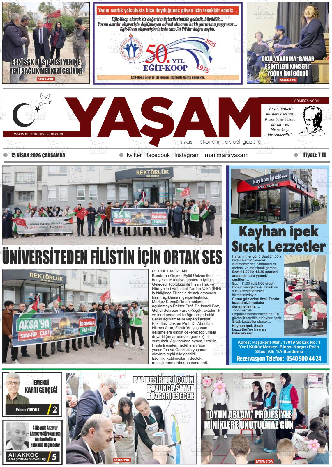 Canakkale Yasam 15.04.2026