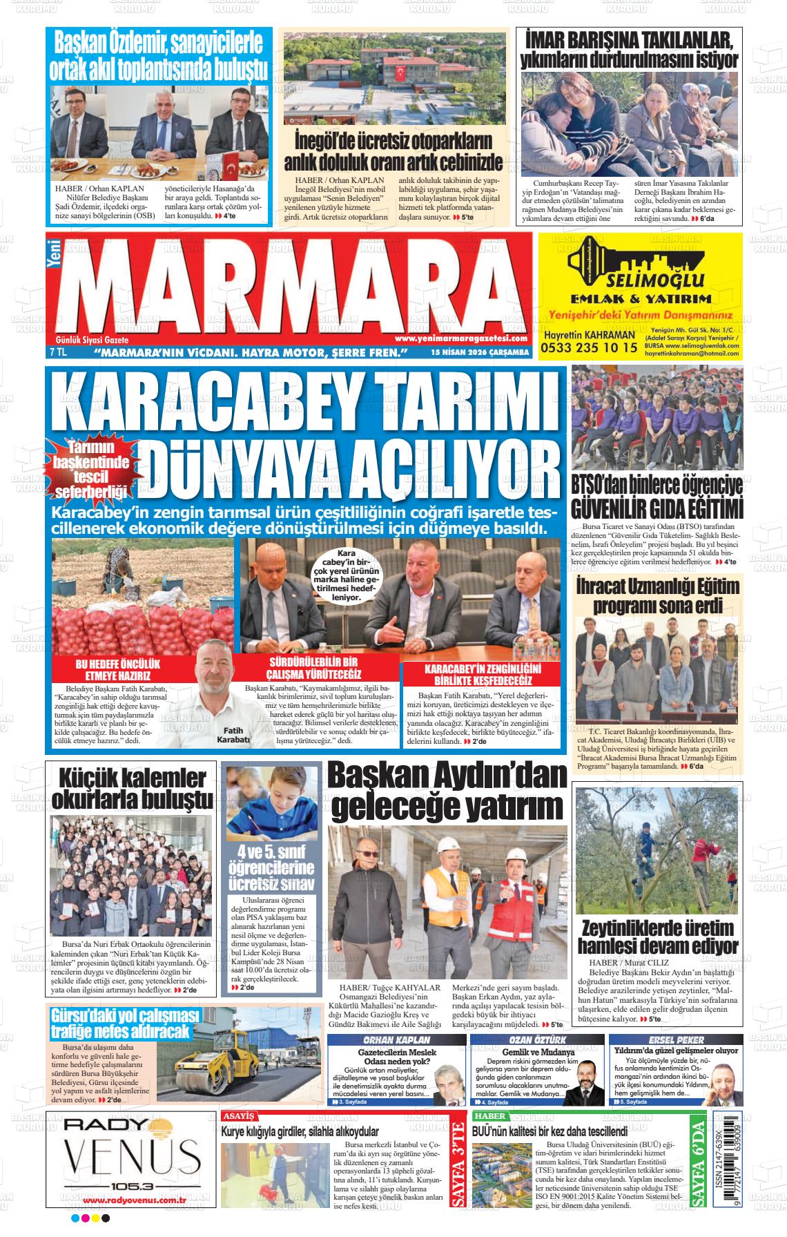 Bursa Yenimarmara 15.04.2026
