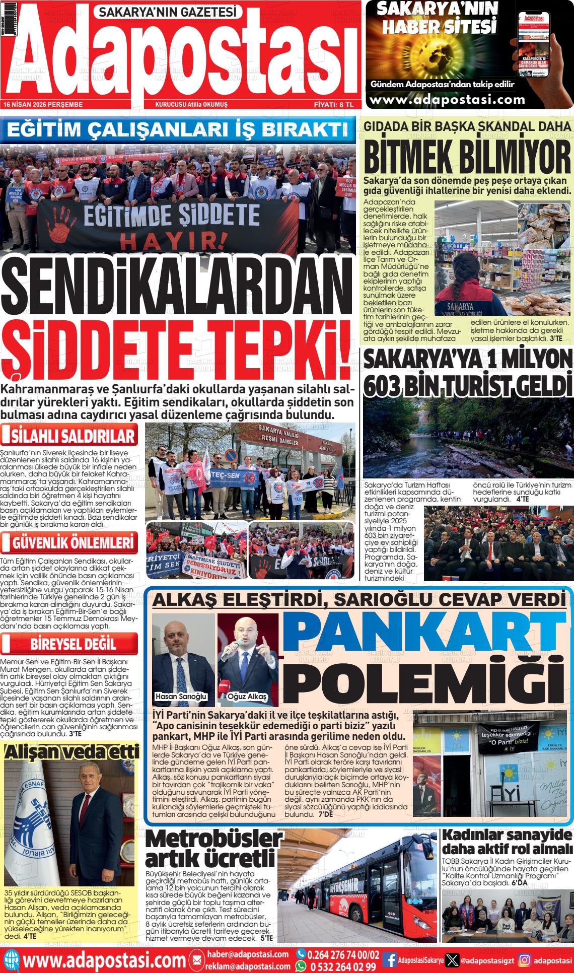 Sakarya Adapostasi 16.04.2026