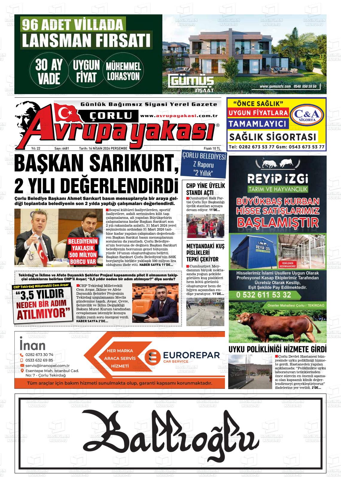 Tekirdag Avrupayakasi 16.04.2026
