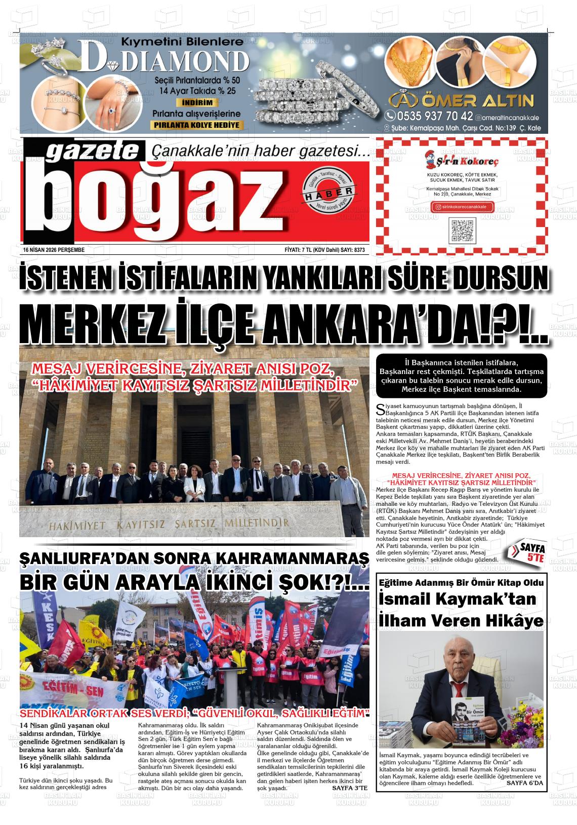 Canakkale Bogaz 16.04.2026