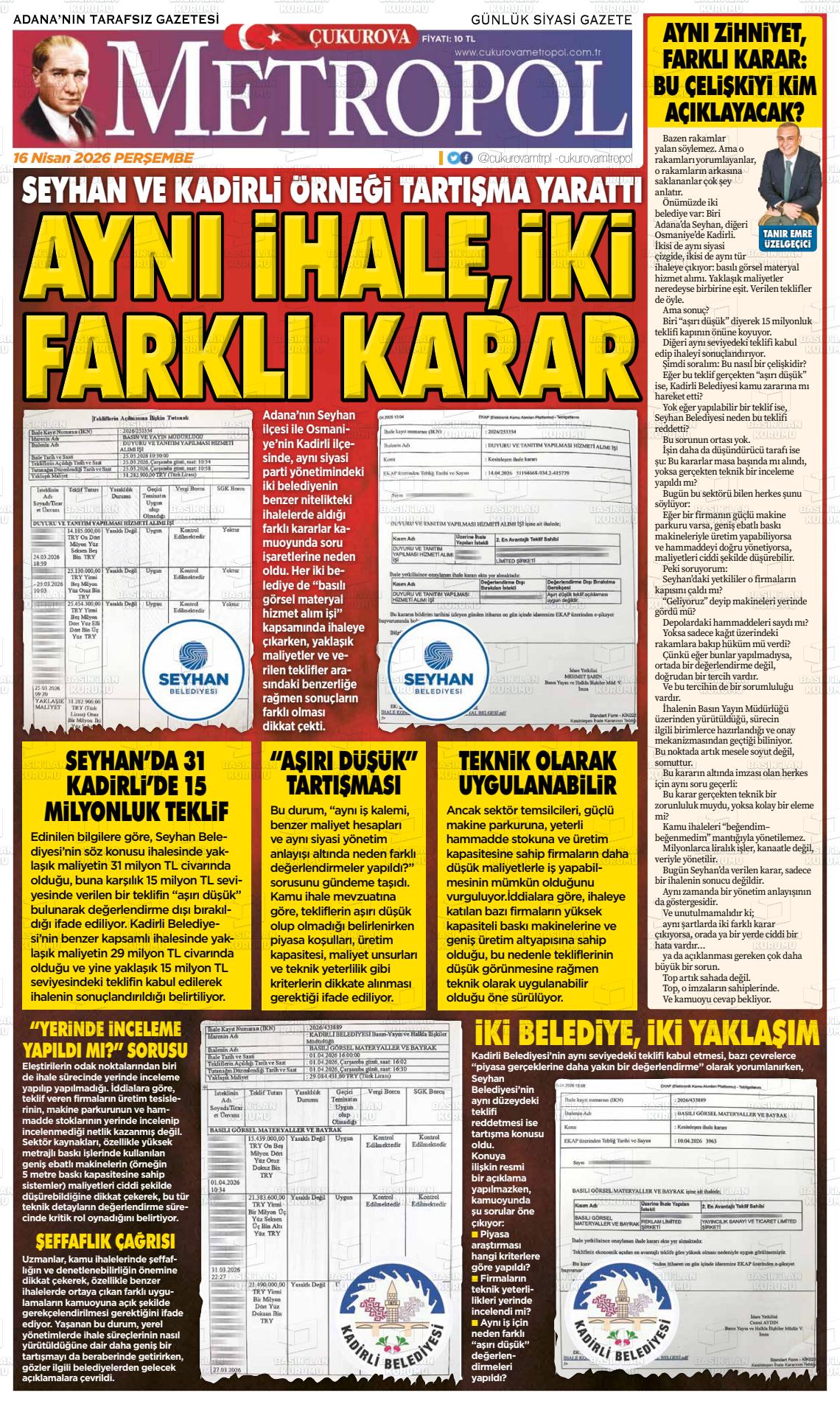 Adana Cukurovametropol 16.04.2026