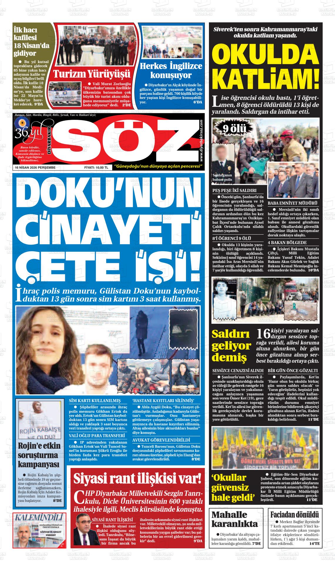 Diyarbakir Soz 16.04.2026