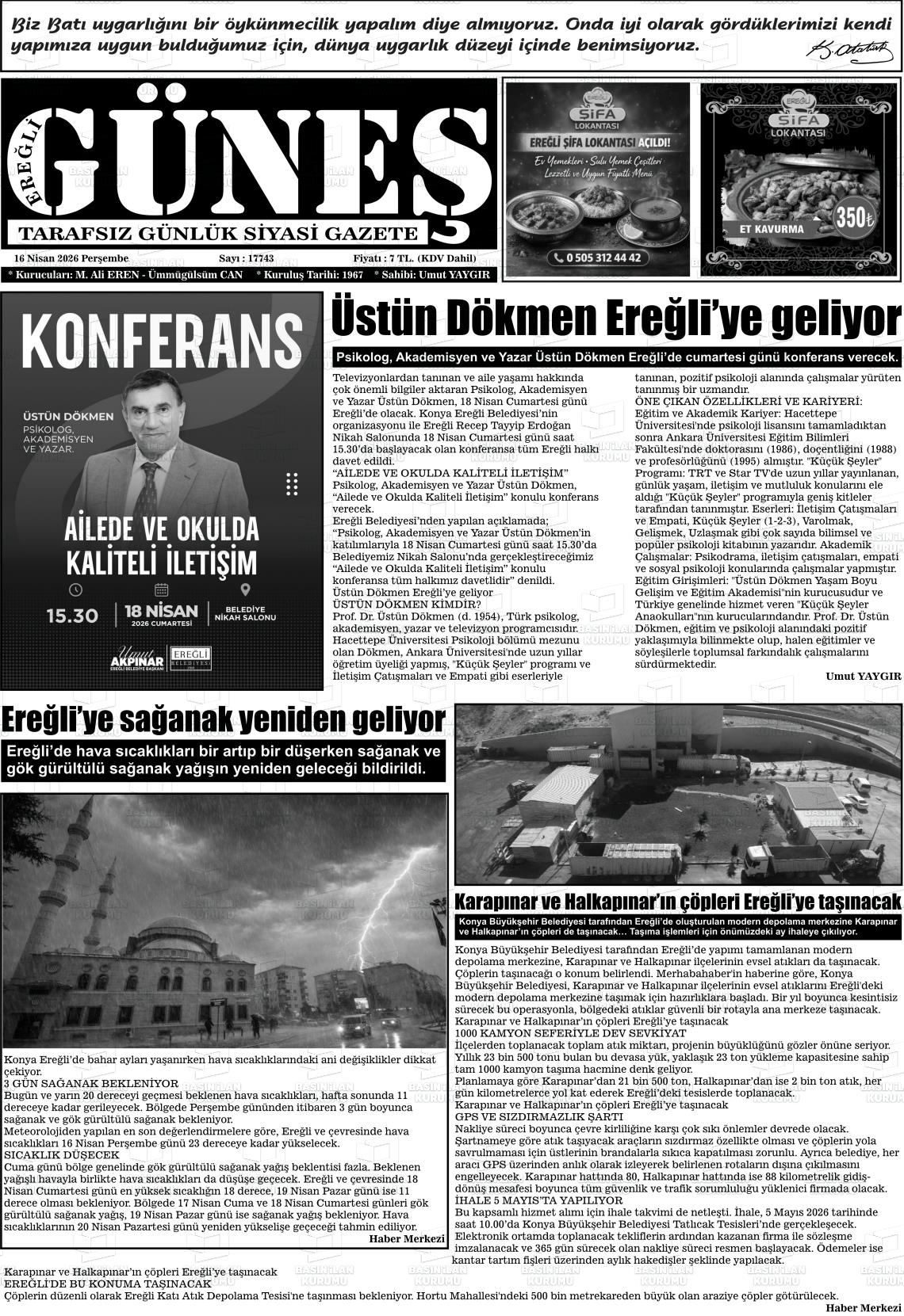 Konya Eregligunes 16.04.2026