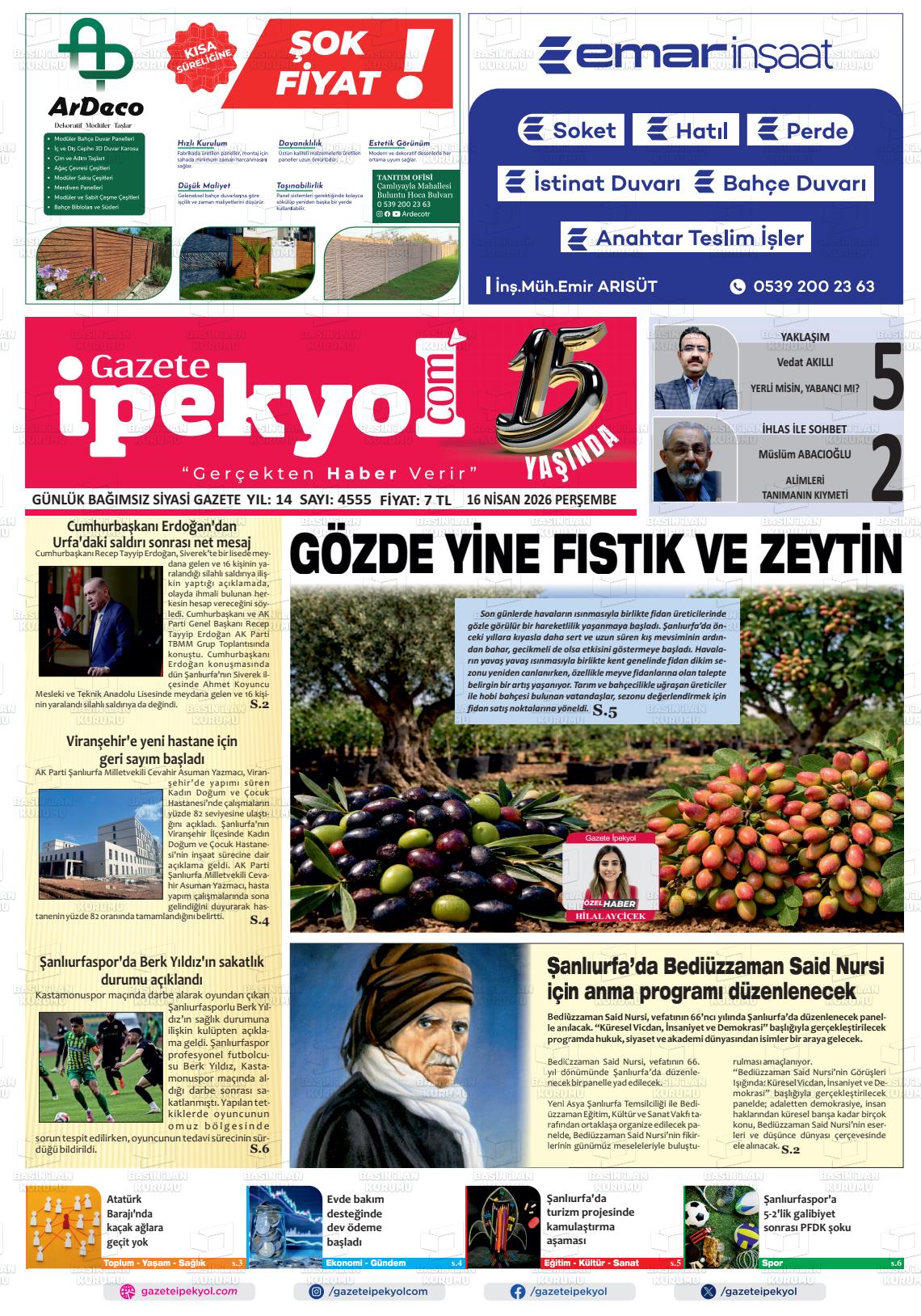 Sanliurfa Gazeteipekyol 16.04.2026