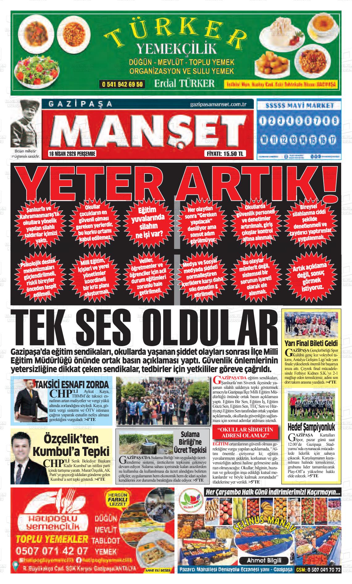 Antalya Gazipasamanset 16.04.2026