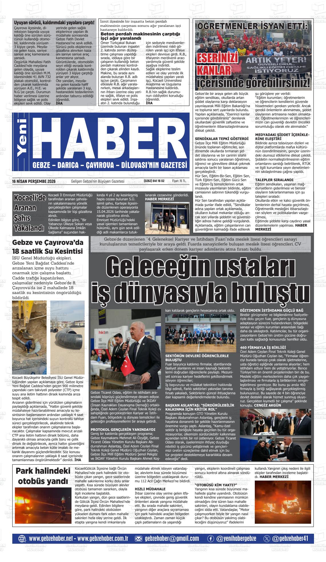 Kocaeli Gebzehaber 16.04.2026