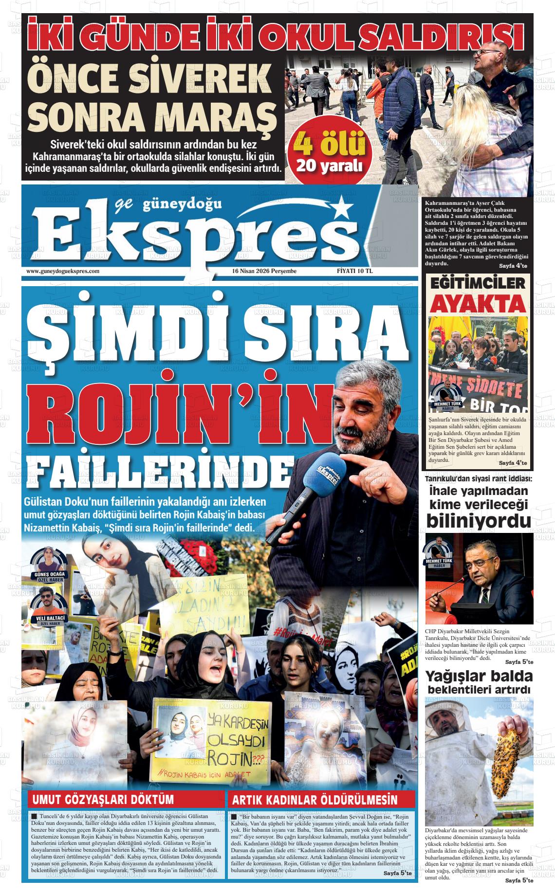 Diyarbakir Geguneydoguekspres 16.04.2026