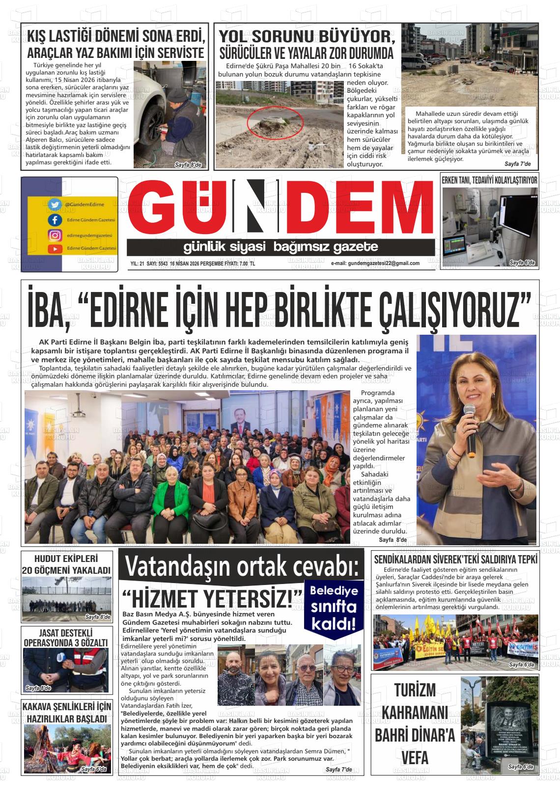 Edirne Gundem 16.04.2026