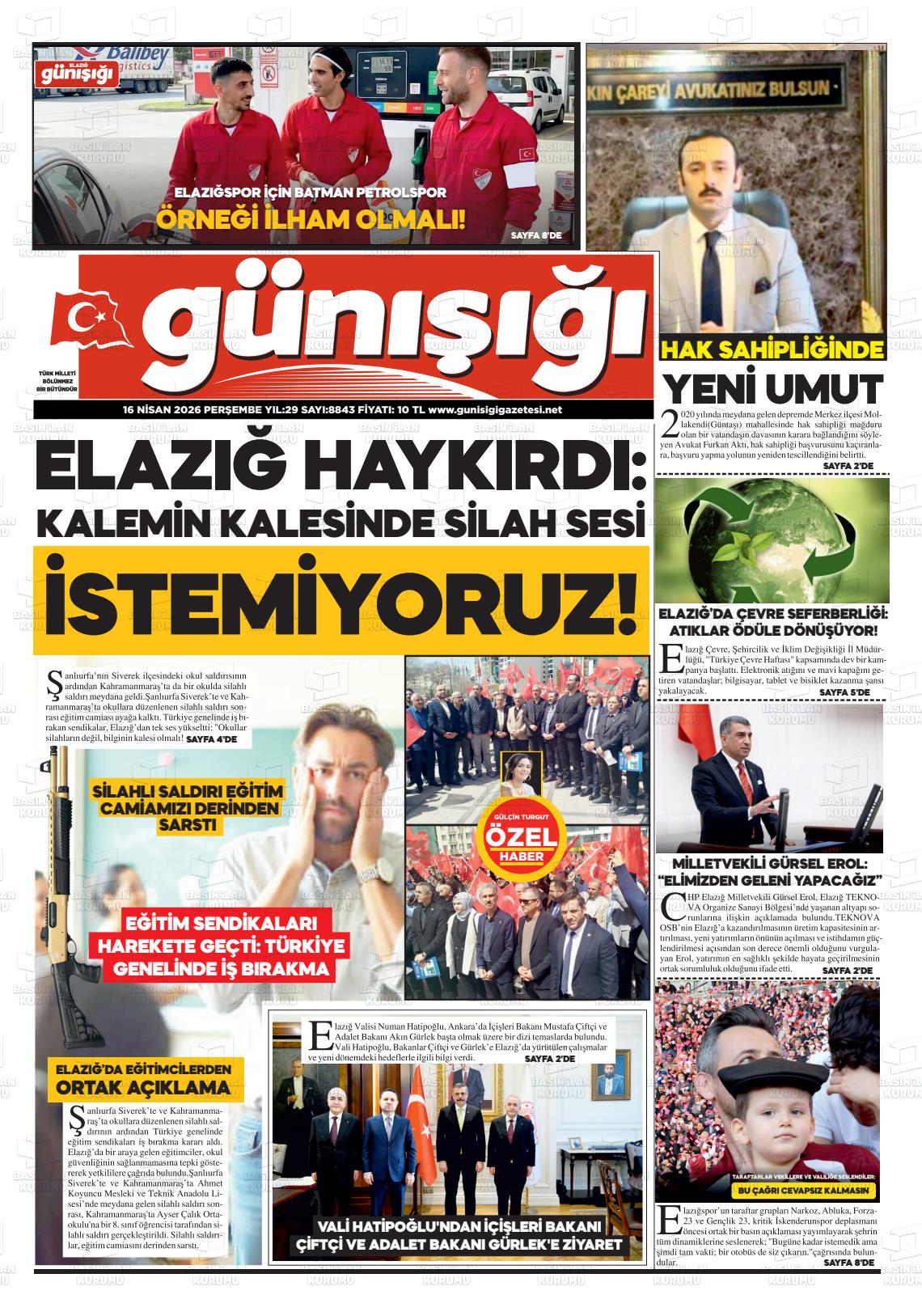 Elazig Gunisigi 16.04.2026