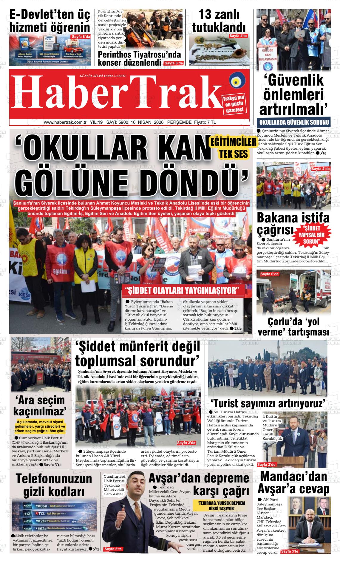 Tekirdag Habertrak 16.04.2026