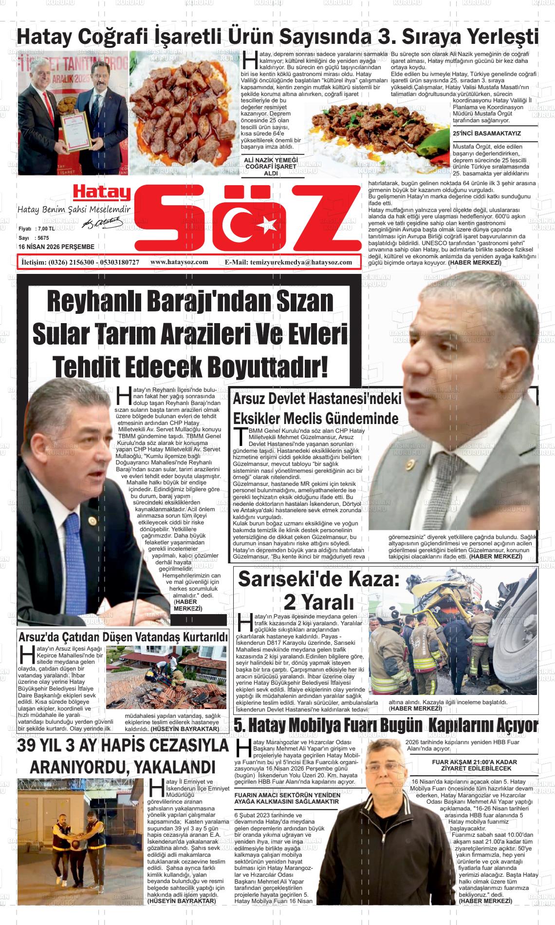 Hatay Soz 16.04.2026