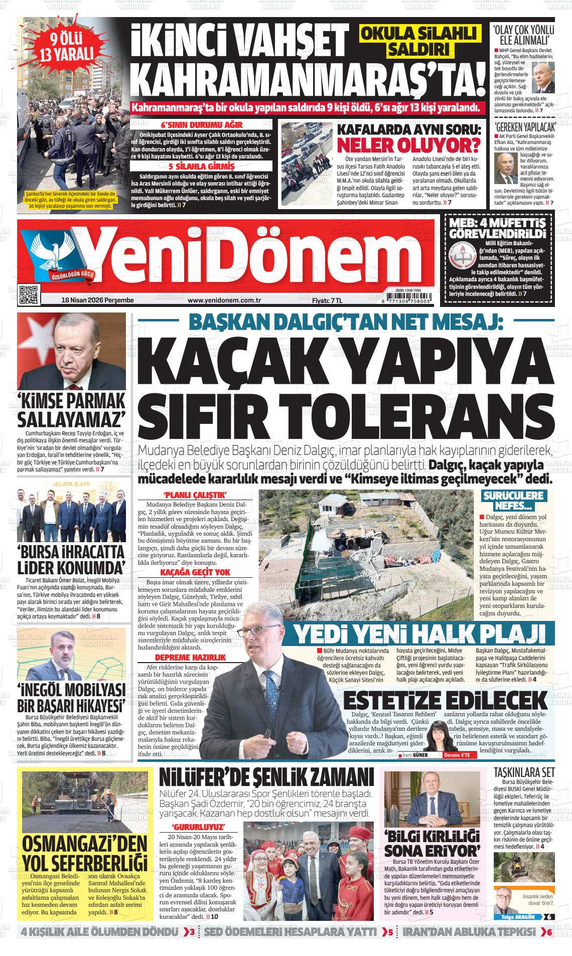 Bursa Yenidonem 16.04.2026