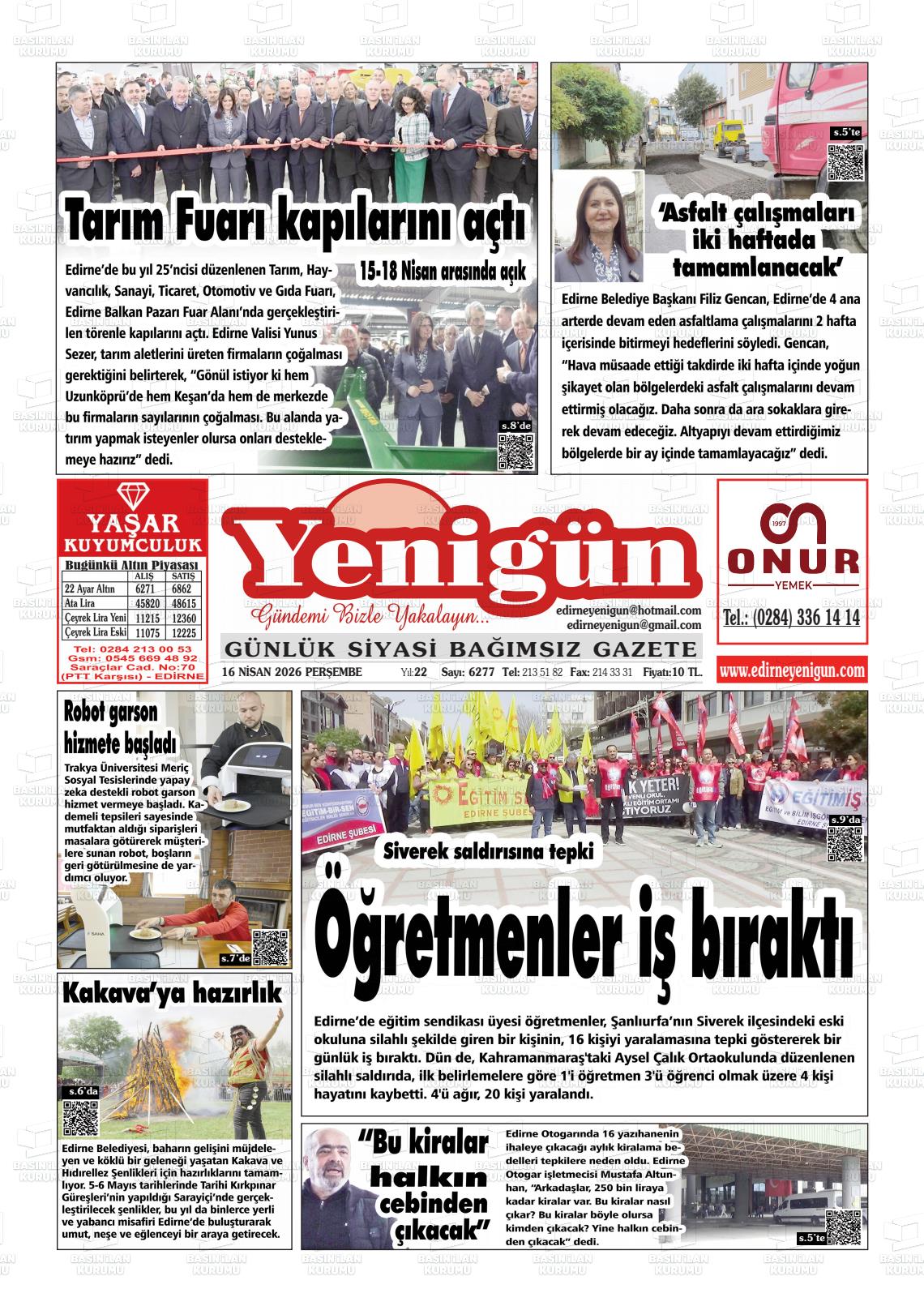 Izmir Yenigun 16.04.2026