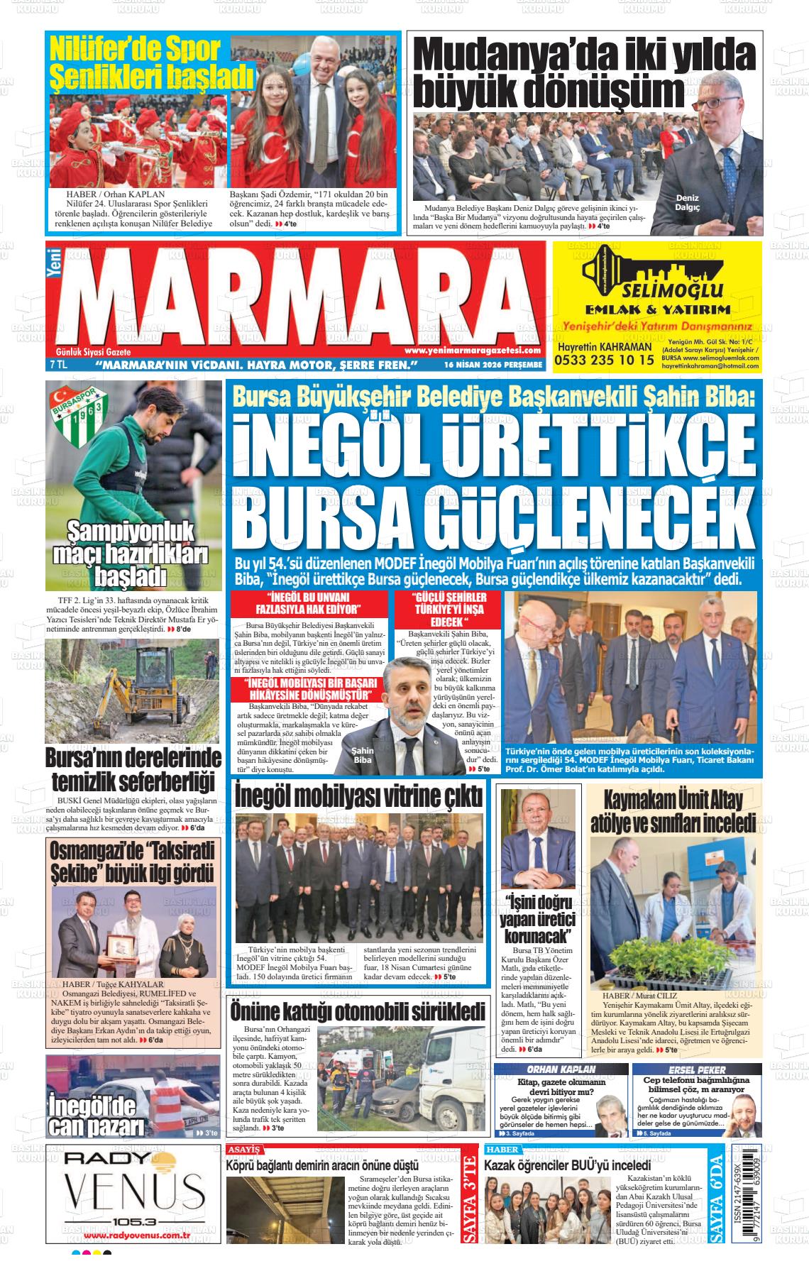 Bursa Yenimarmara 16.04.2026