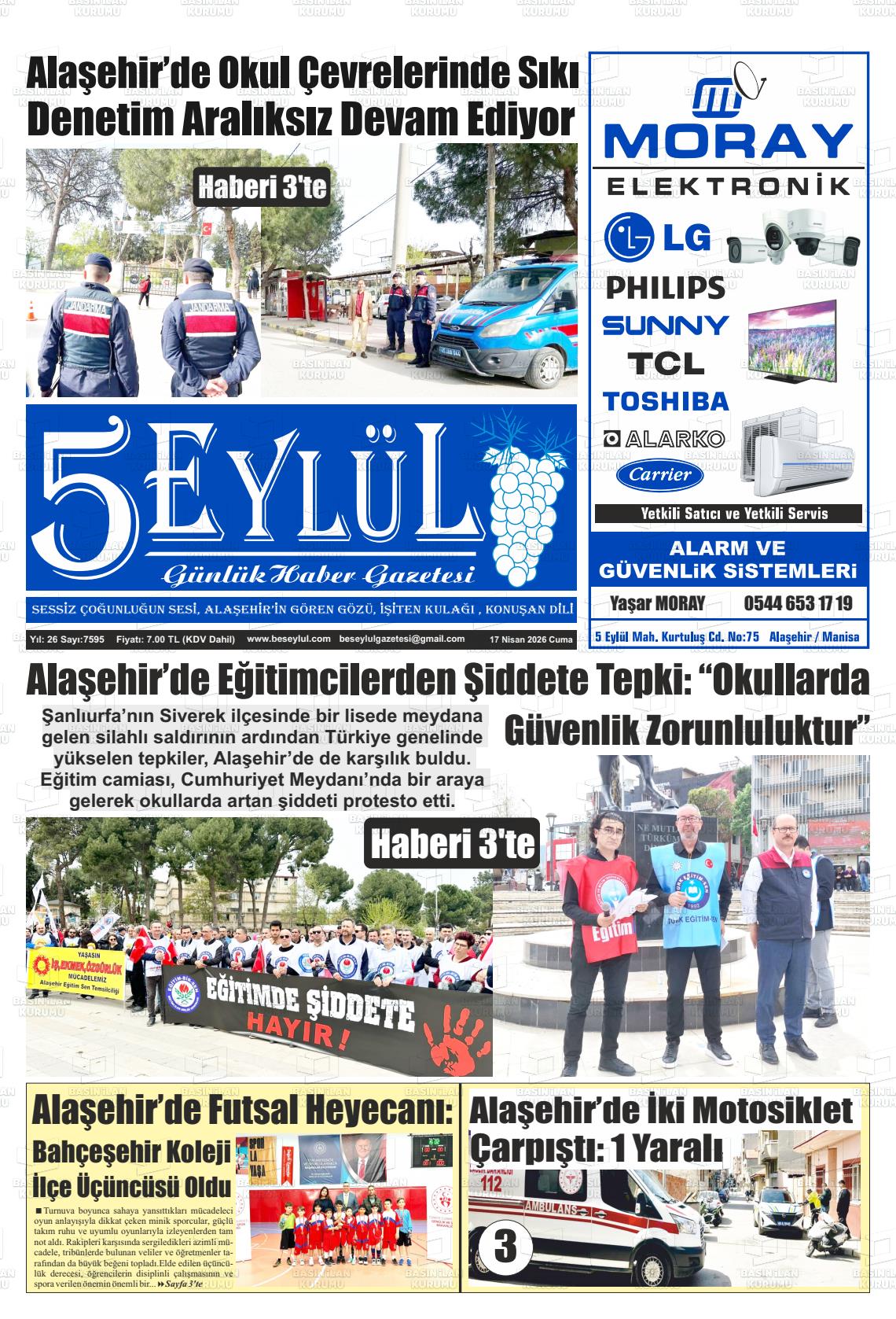 Manisa Alasehir 5 Eylul 17.04.2026