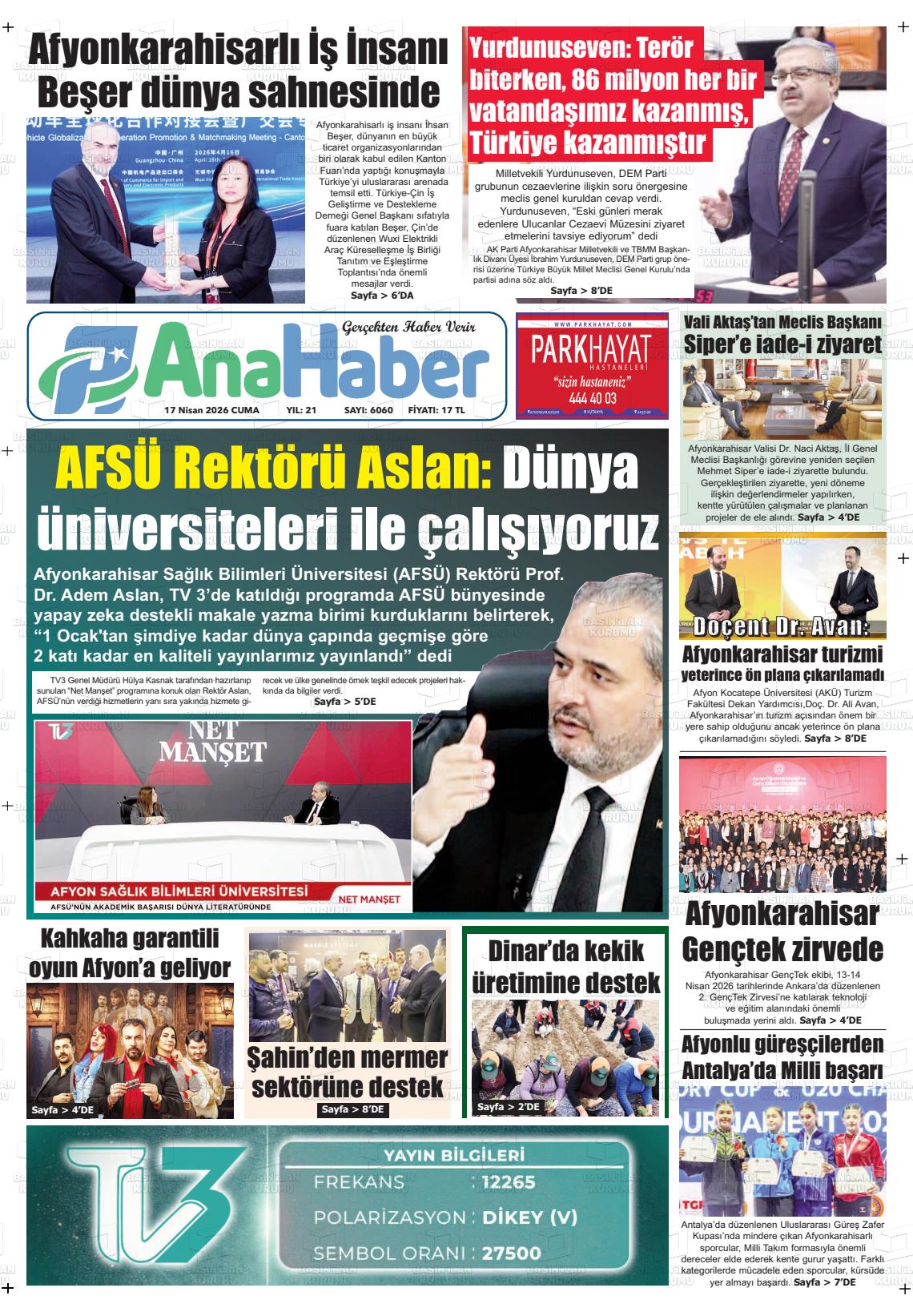 Afyonkarahisar Anahaber 17.04.2026