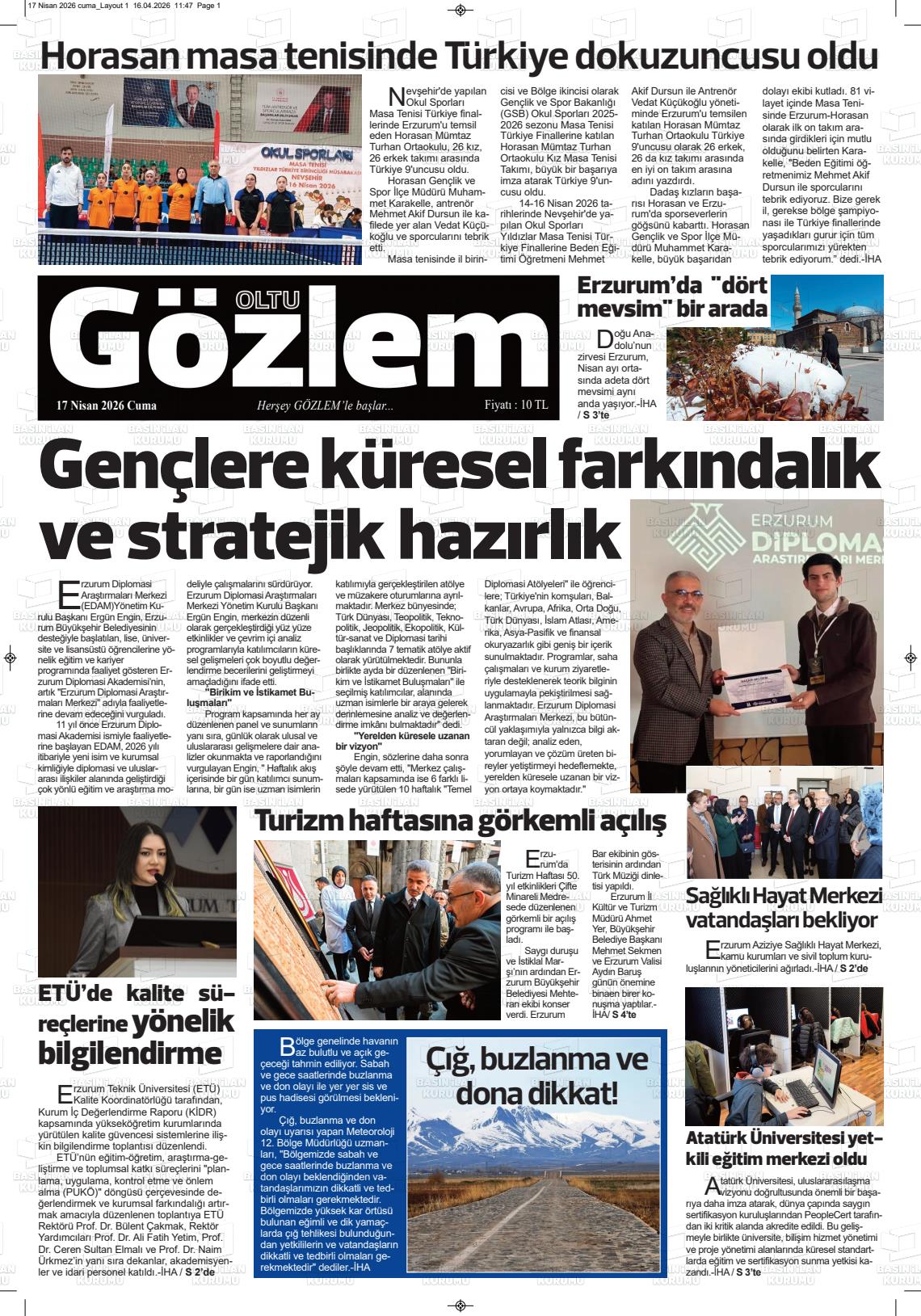 Erzurum Oltugozlem 17.04.2026