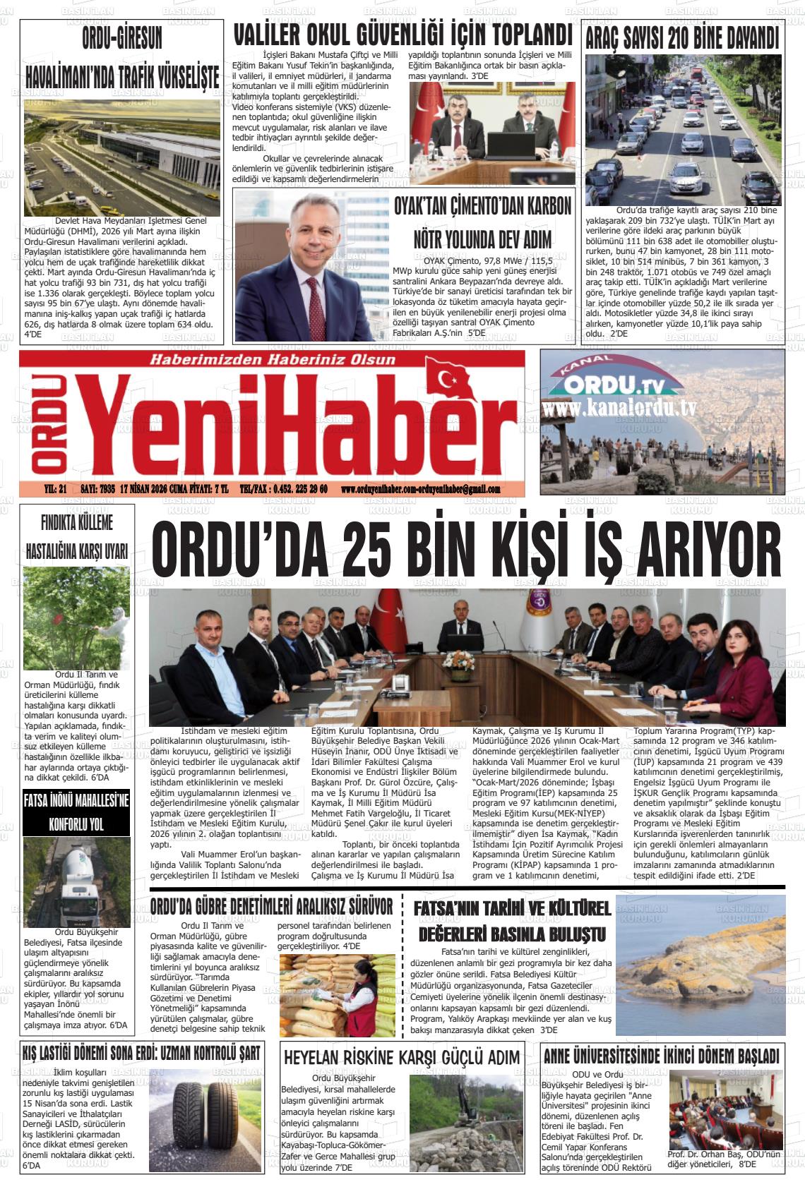 Ordu Yenihaber 17.04.2026
