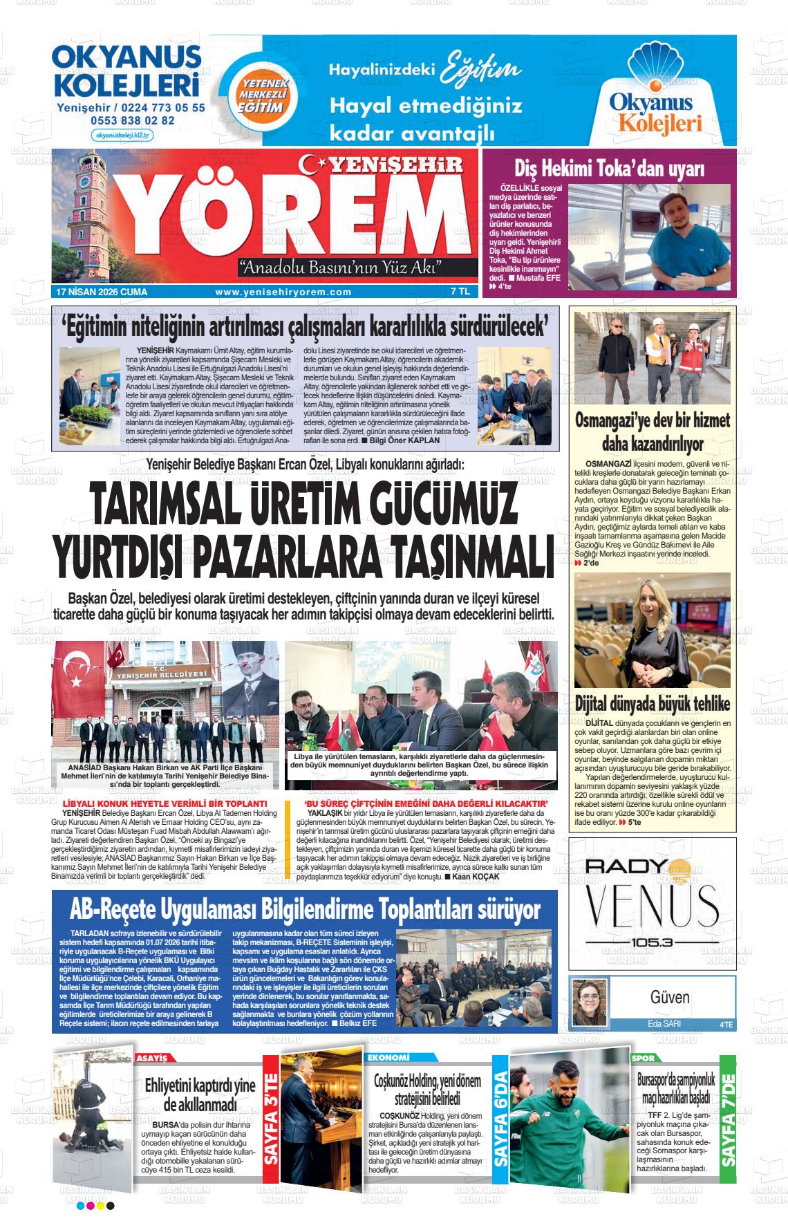 Bursa Yenisehiryorem 17.04.2026