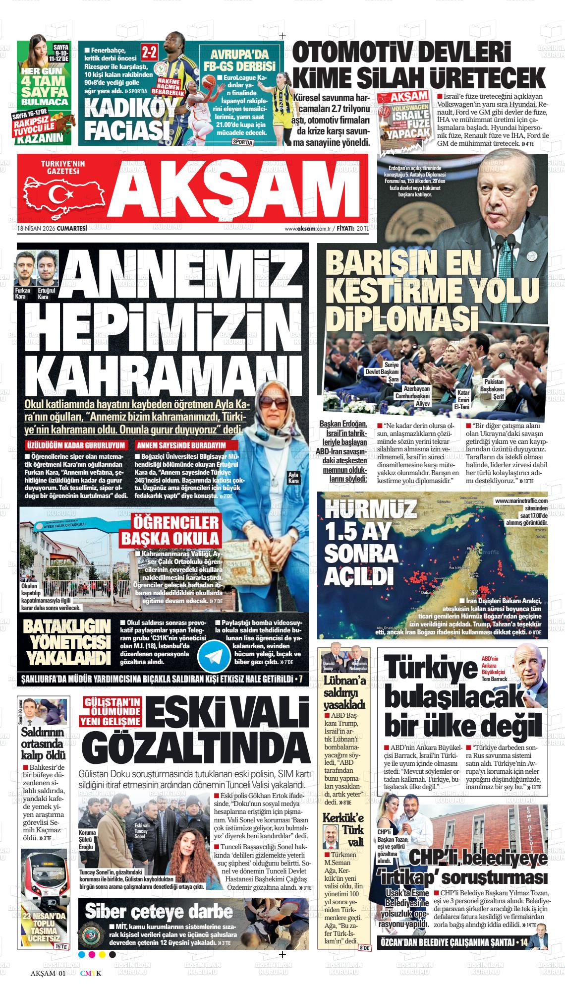 Akşam Gazetesi 18.04.2026