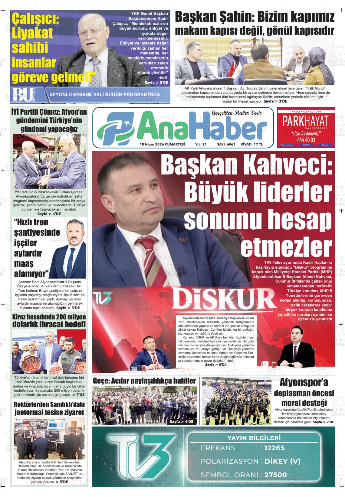 Afyonkarahisar Anahaber 18.04.2026